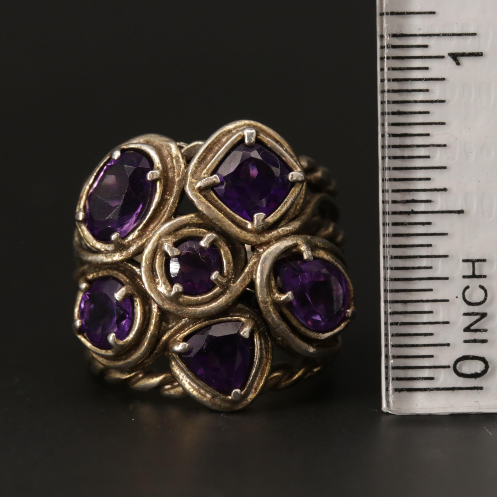 Sterling Silver Amethyst, Sapphire and Diamond Rings