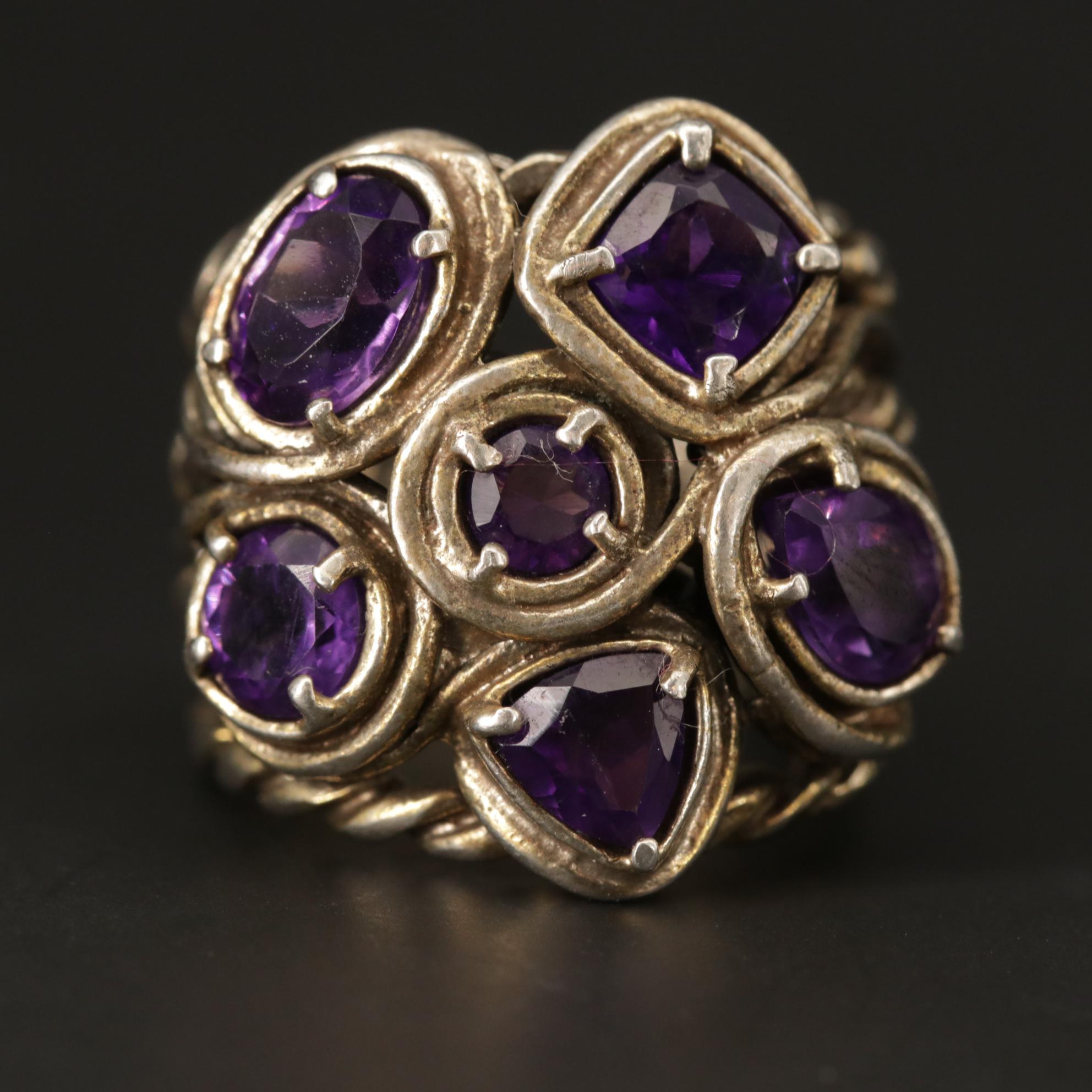 Sterling Silver Amethyst, Sapphire and Diamond Rings