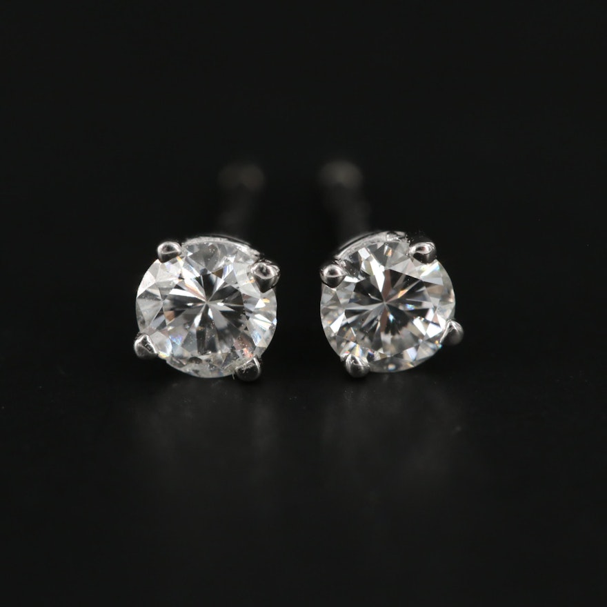 14K White Gold 0.33 CTW Diamond Stud Earrings