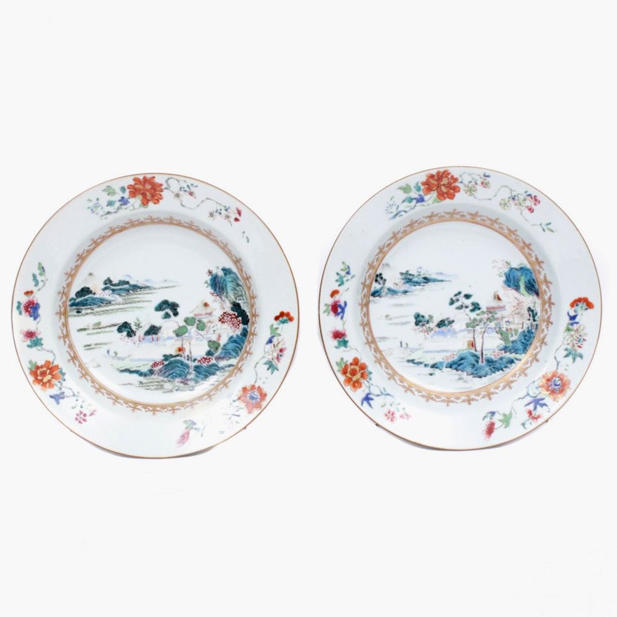 East Asian Hand-Painted Porcelain Bowls