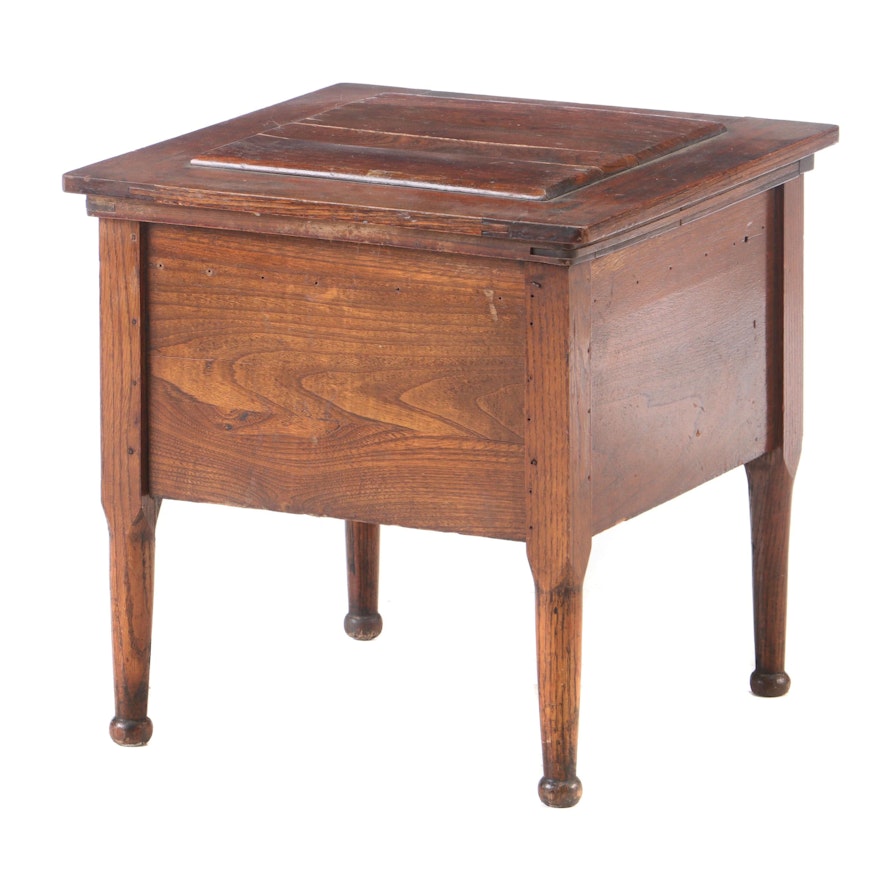 Oak Commode Side Table, Late 20th Century