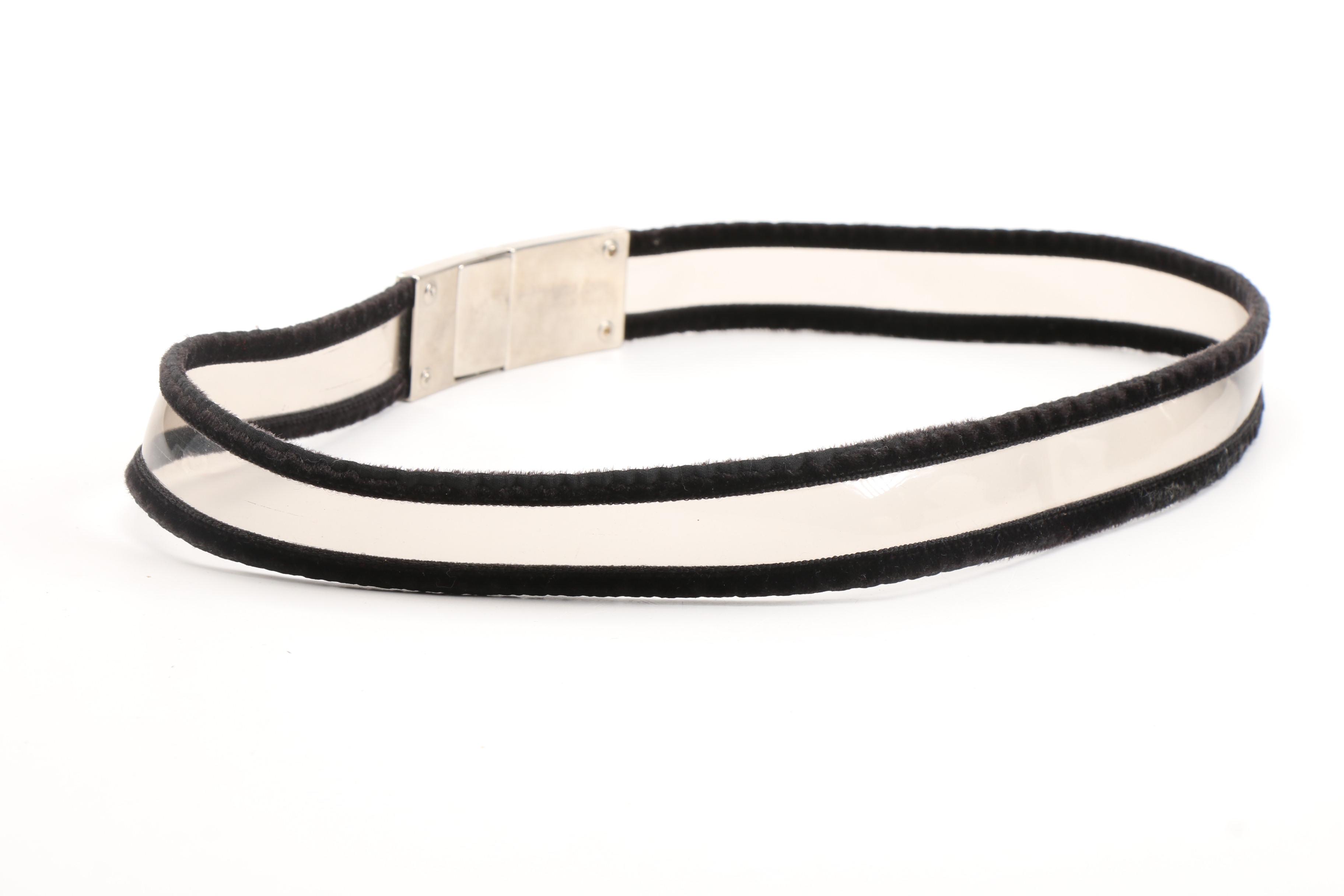 Prada Black Velvet Trimmed PVC Belt