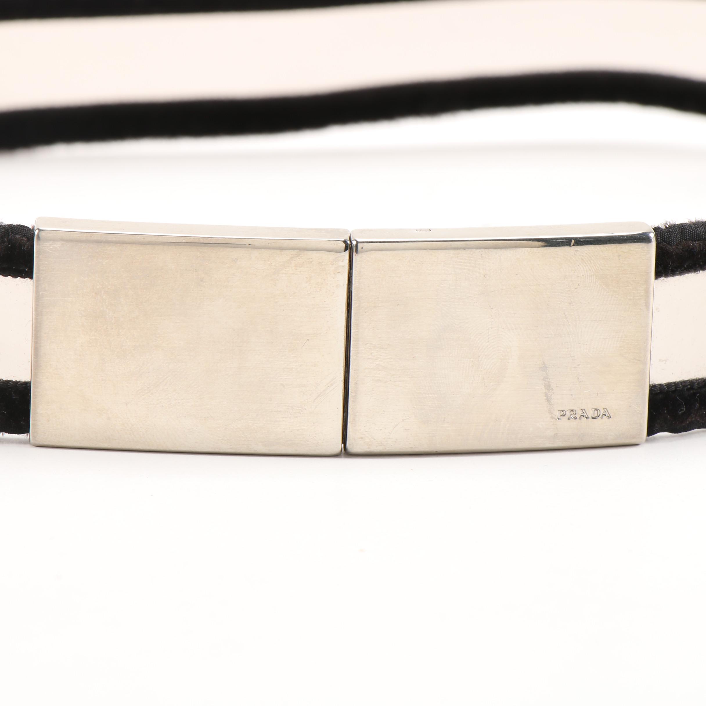 Prada Black Velvet Trimmed PVC Belt
