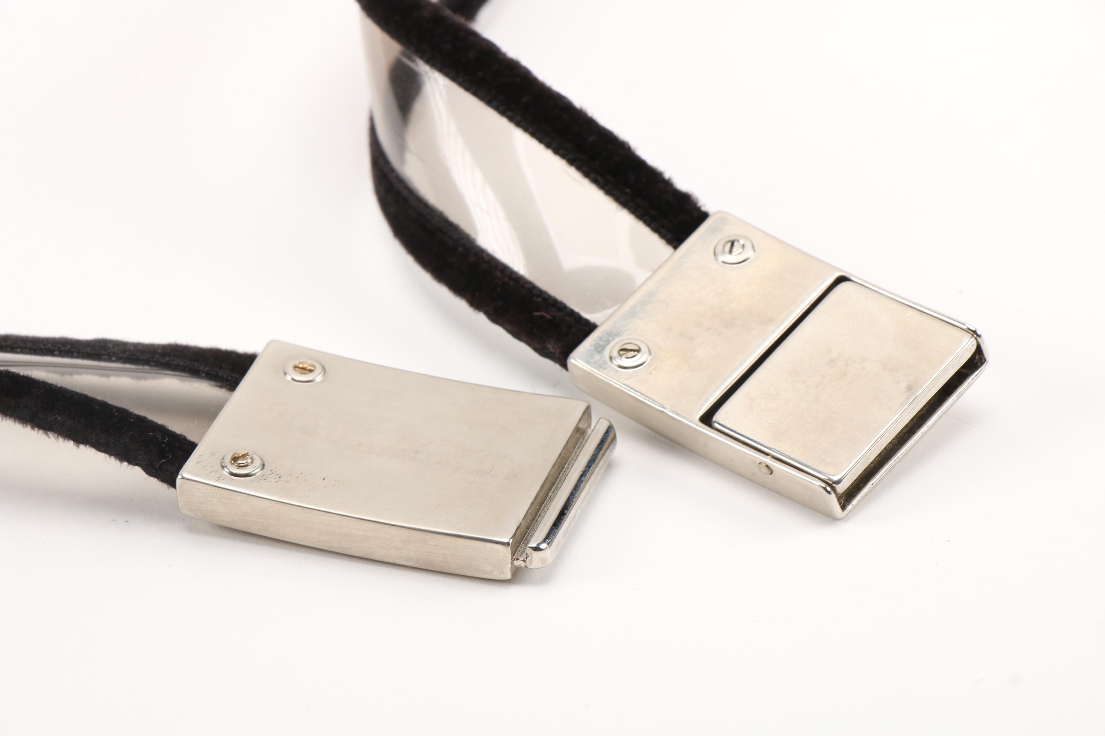 Prada Black Velvet Trimmed PVC Belt