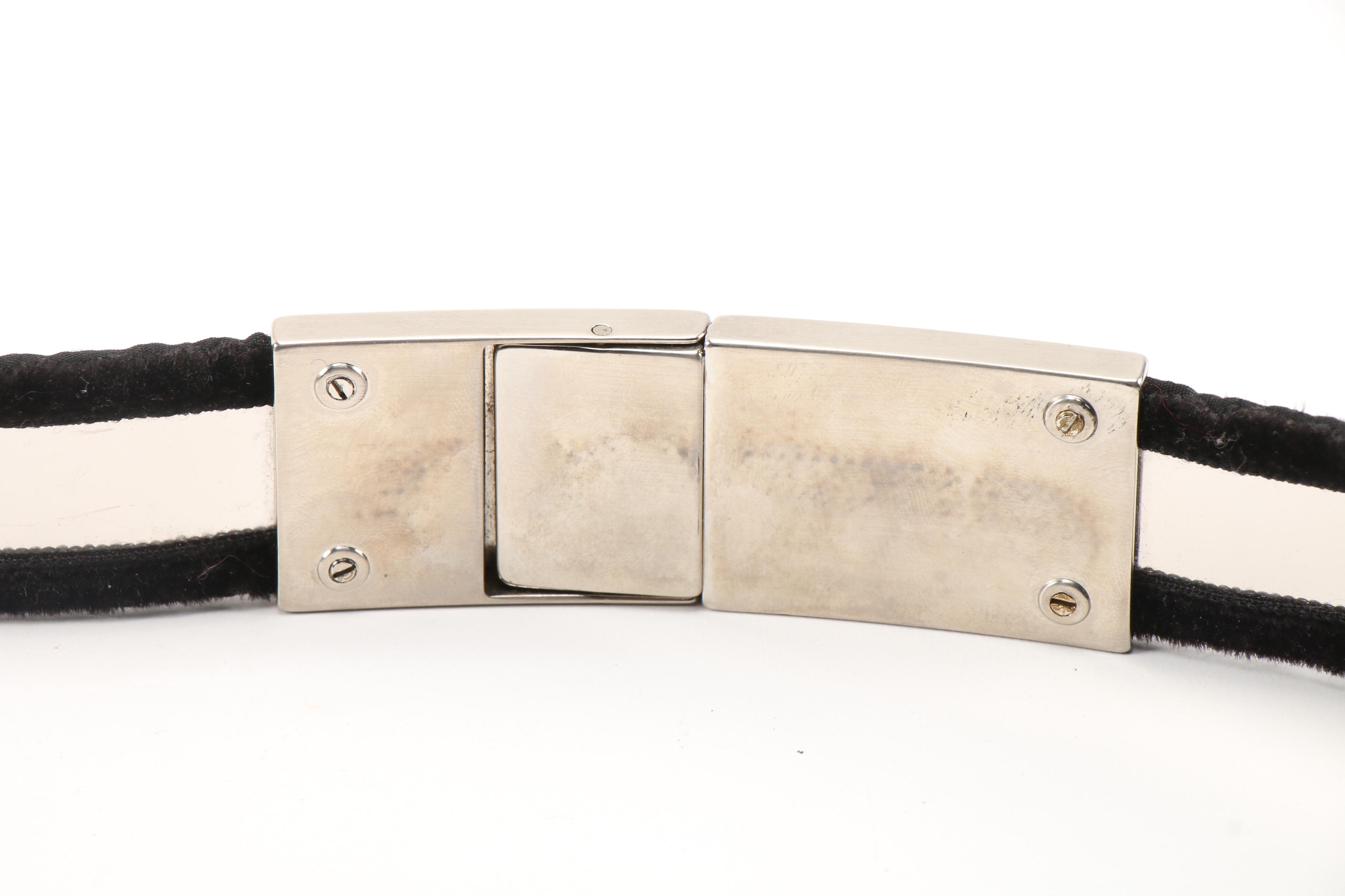 Prada Black Velvet Trimmed PVC Belt