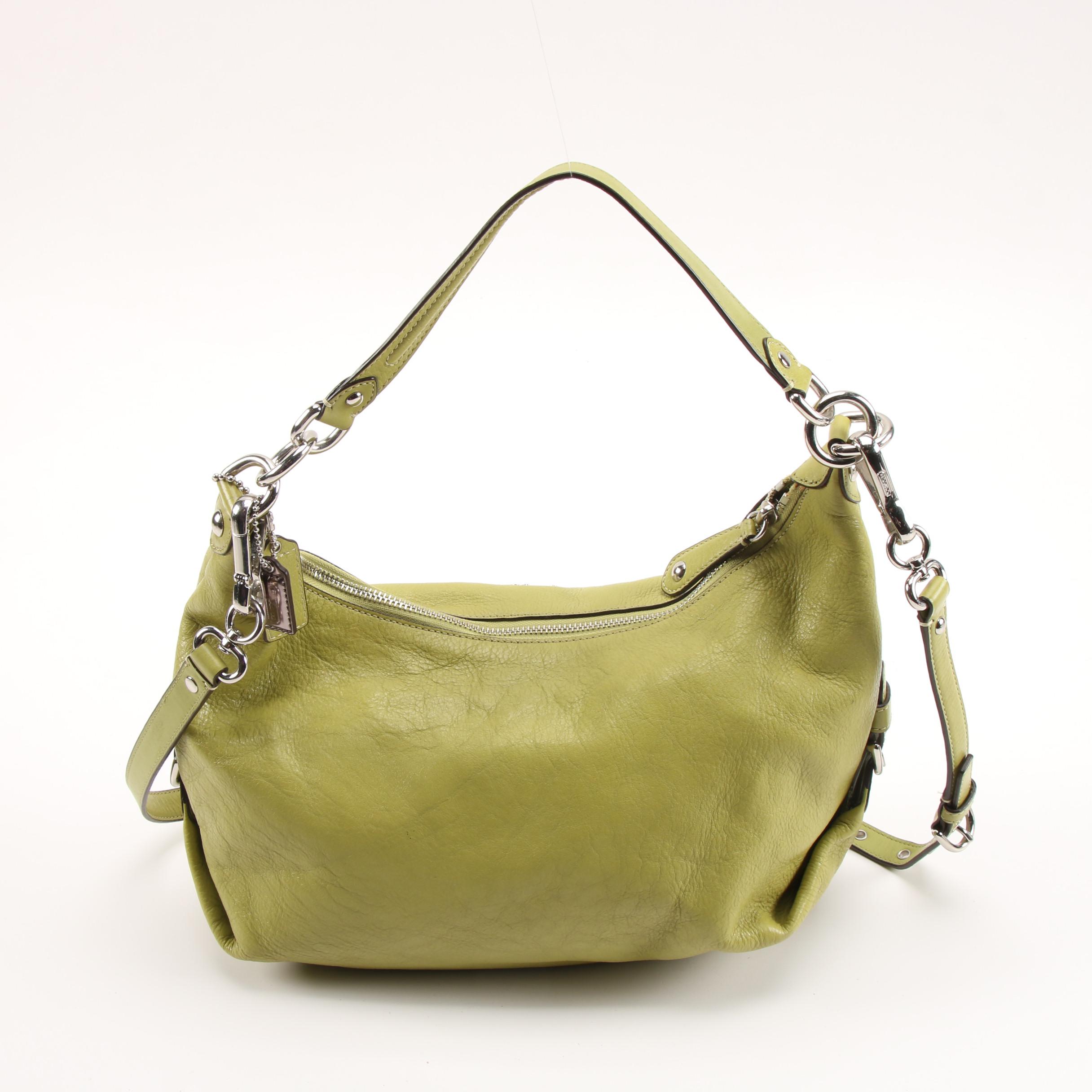 Coach Madison Hailey Convertible Hobo Bag in Chartreuse Green Leather