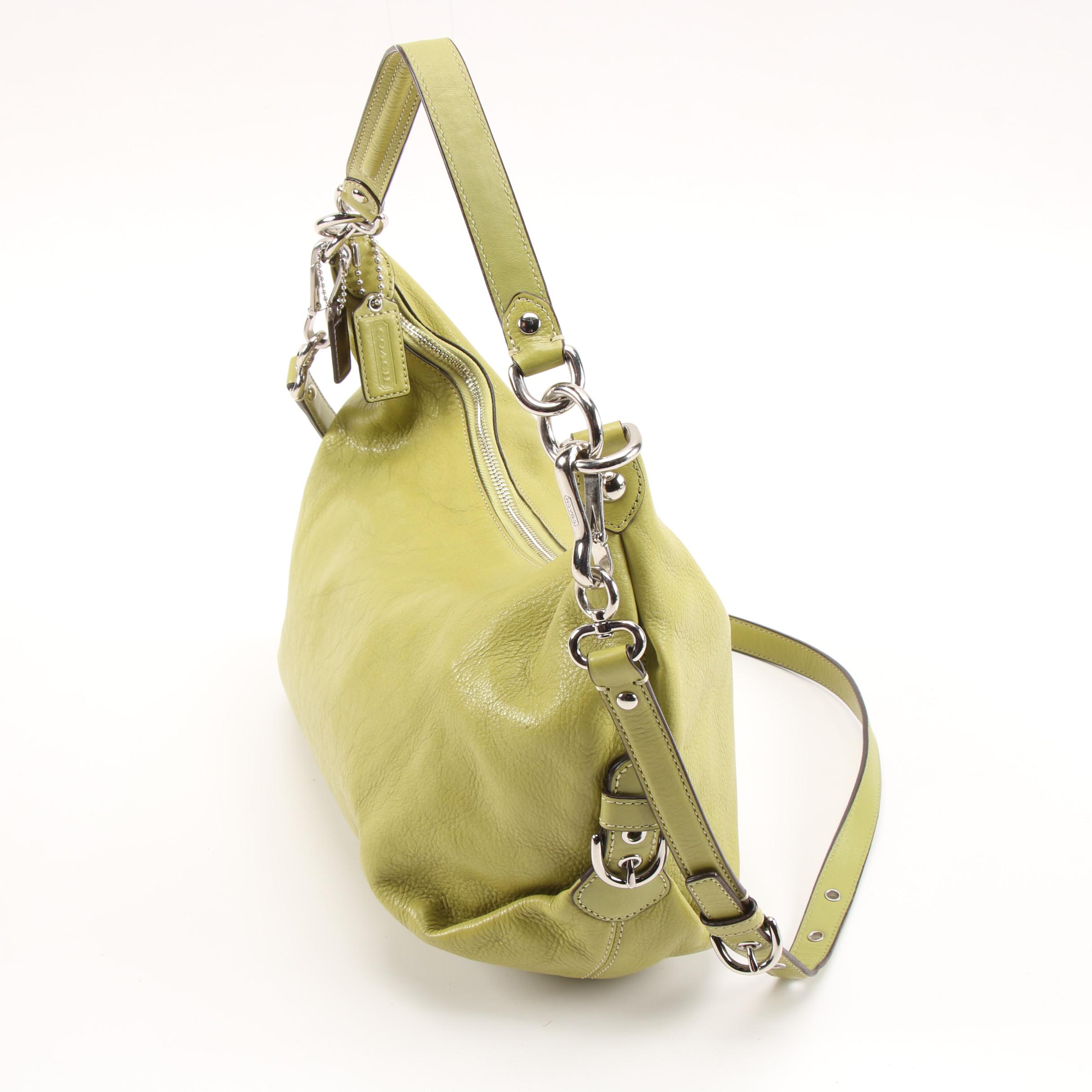 Coach Madison Hailey Convertible Hobo Bag in Chartreuse Green Leather
