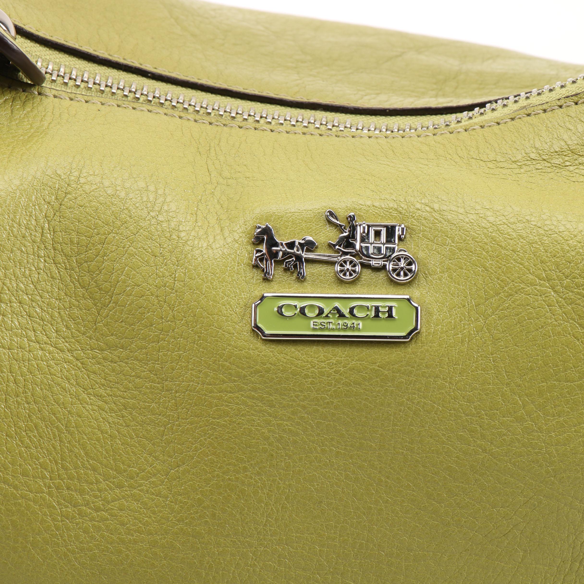 Coach Madison Hailey Convertible Hobo Bag in Chartreuse Green Leather