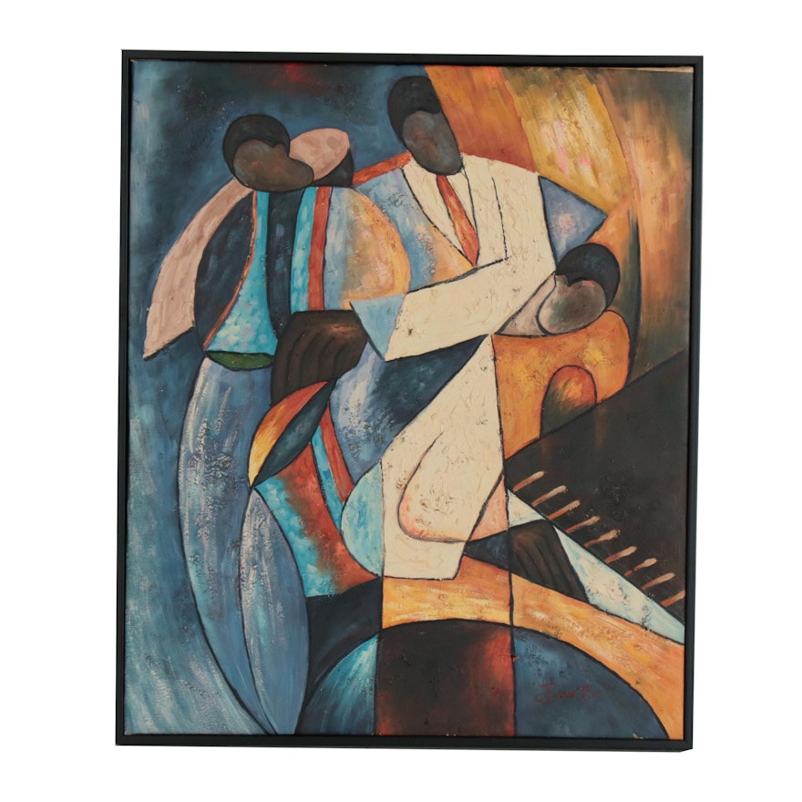 Jean Fini Modernist Acrylic Painting with Figures