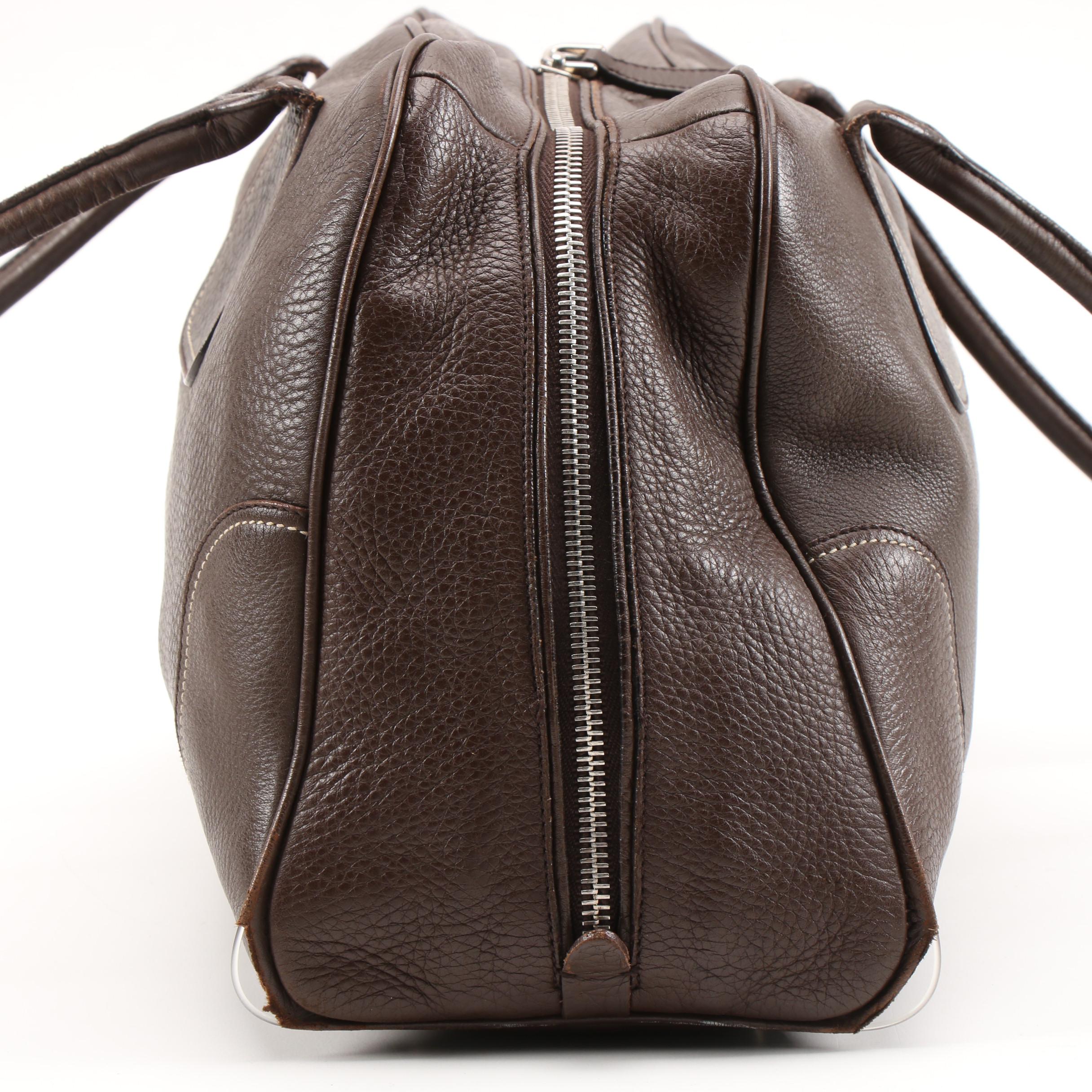 Prada Shoulder Satchel in Brown Vitello Daino Leather