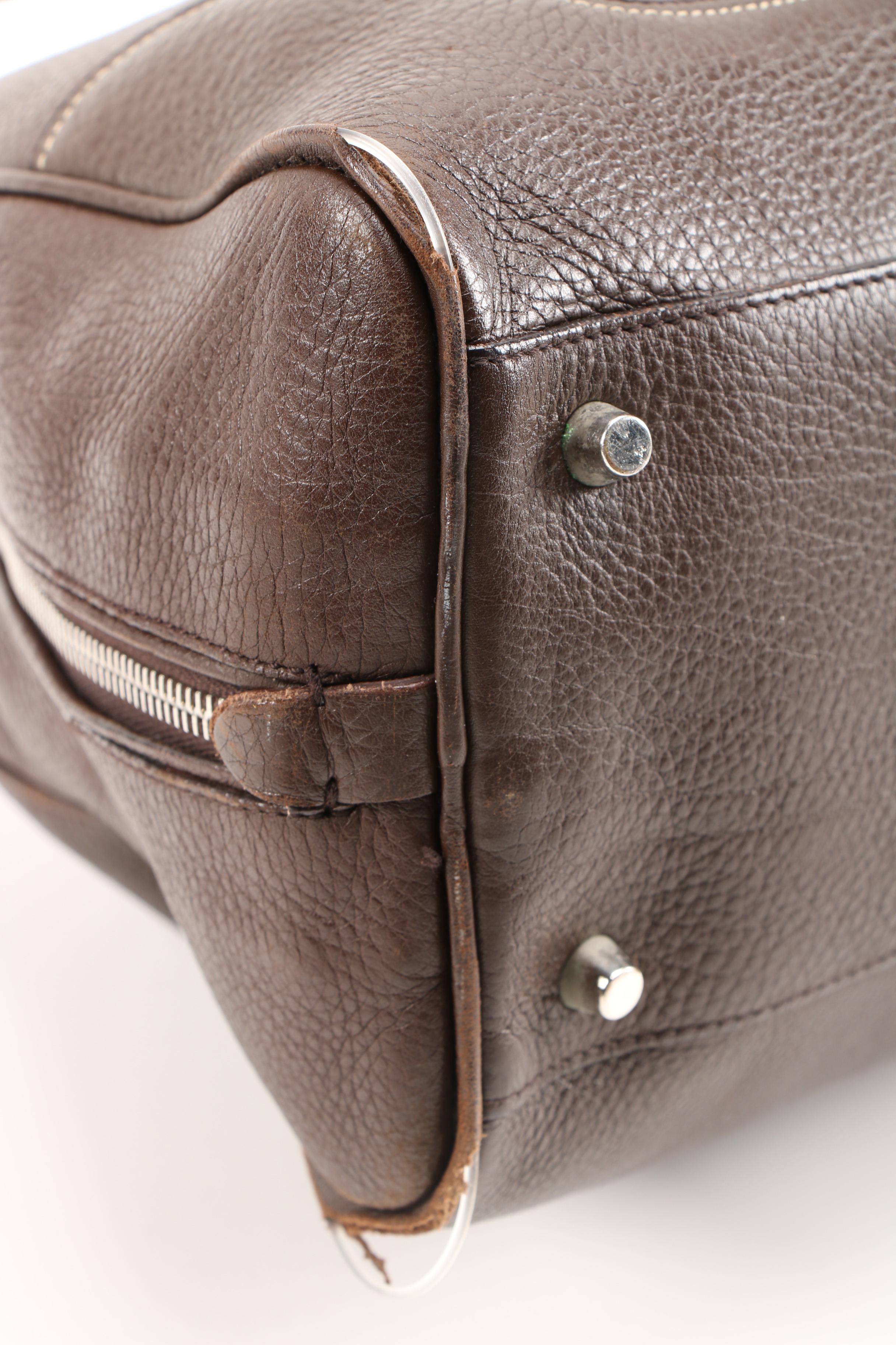 Prada Shoulder Satchel in Brown Vitello Daino Leather