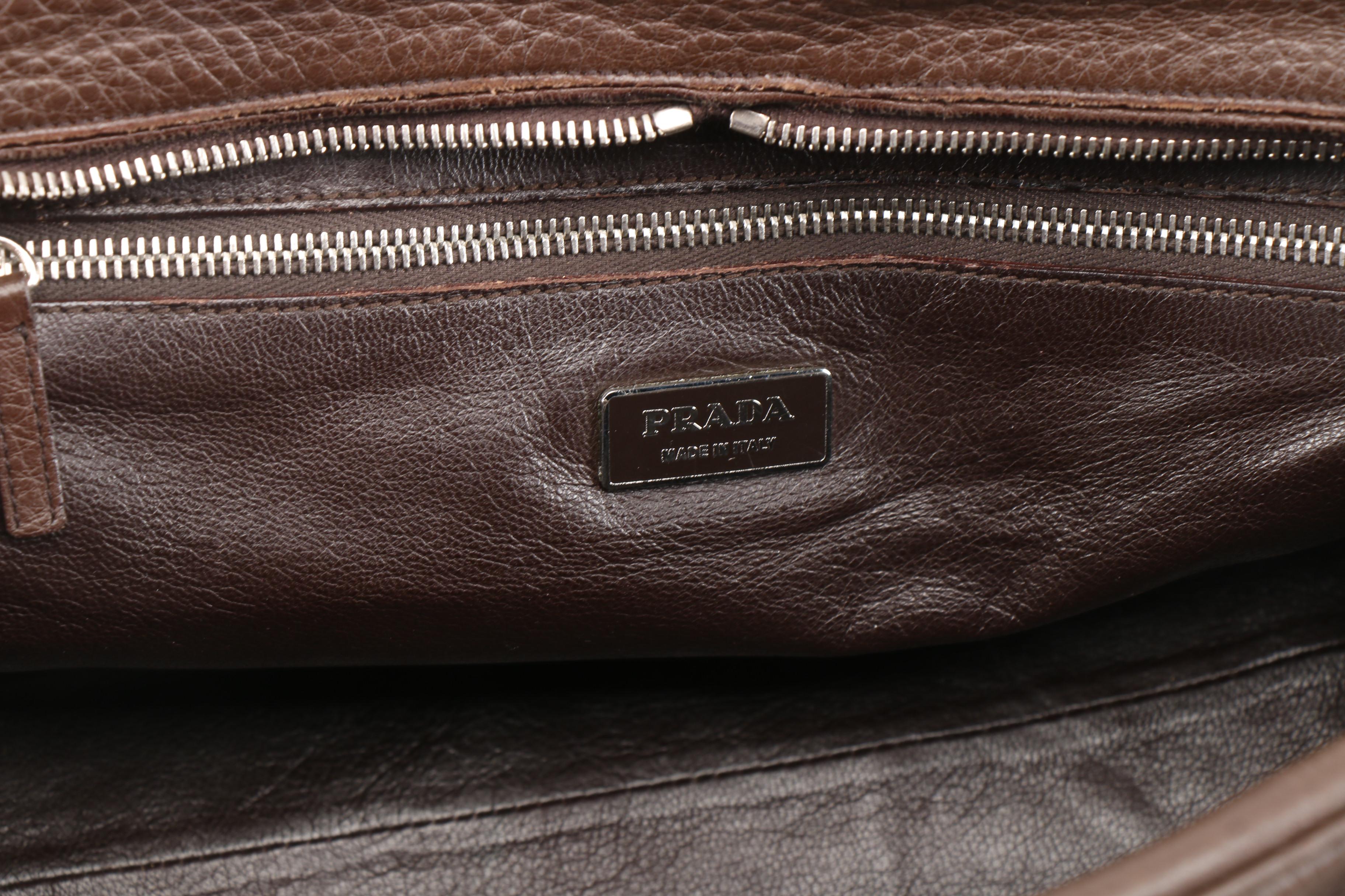 Prada Shoulder Satchel in Brown Vitello Daino Leather
