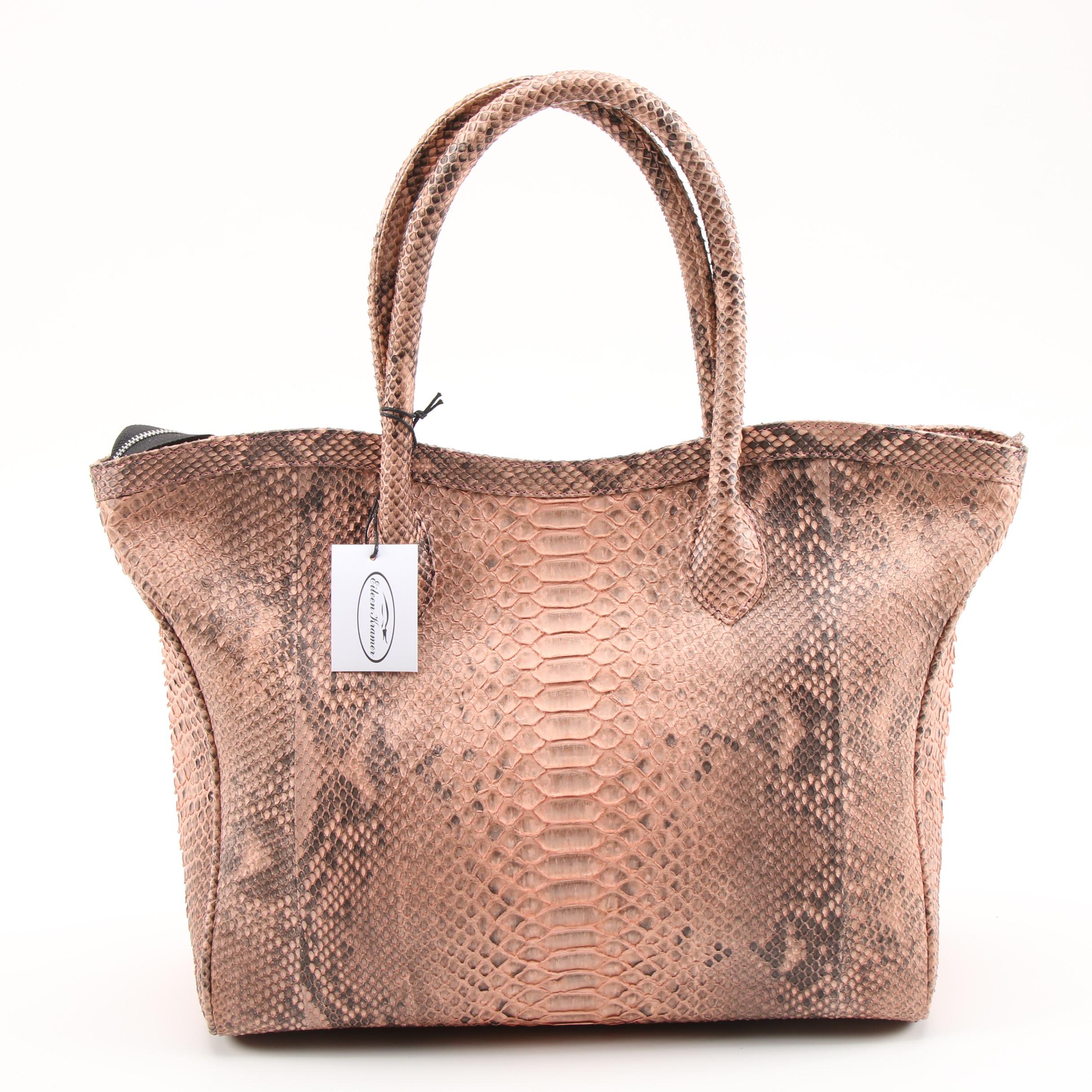 Eileen Kramer Pink Dyed Python Skin Shoulder Bag with Tassel