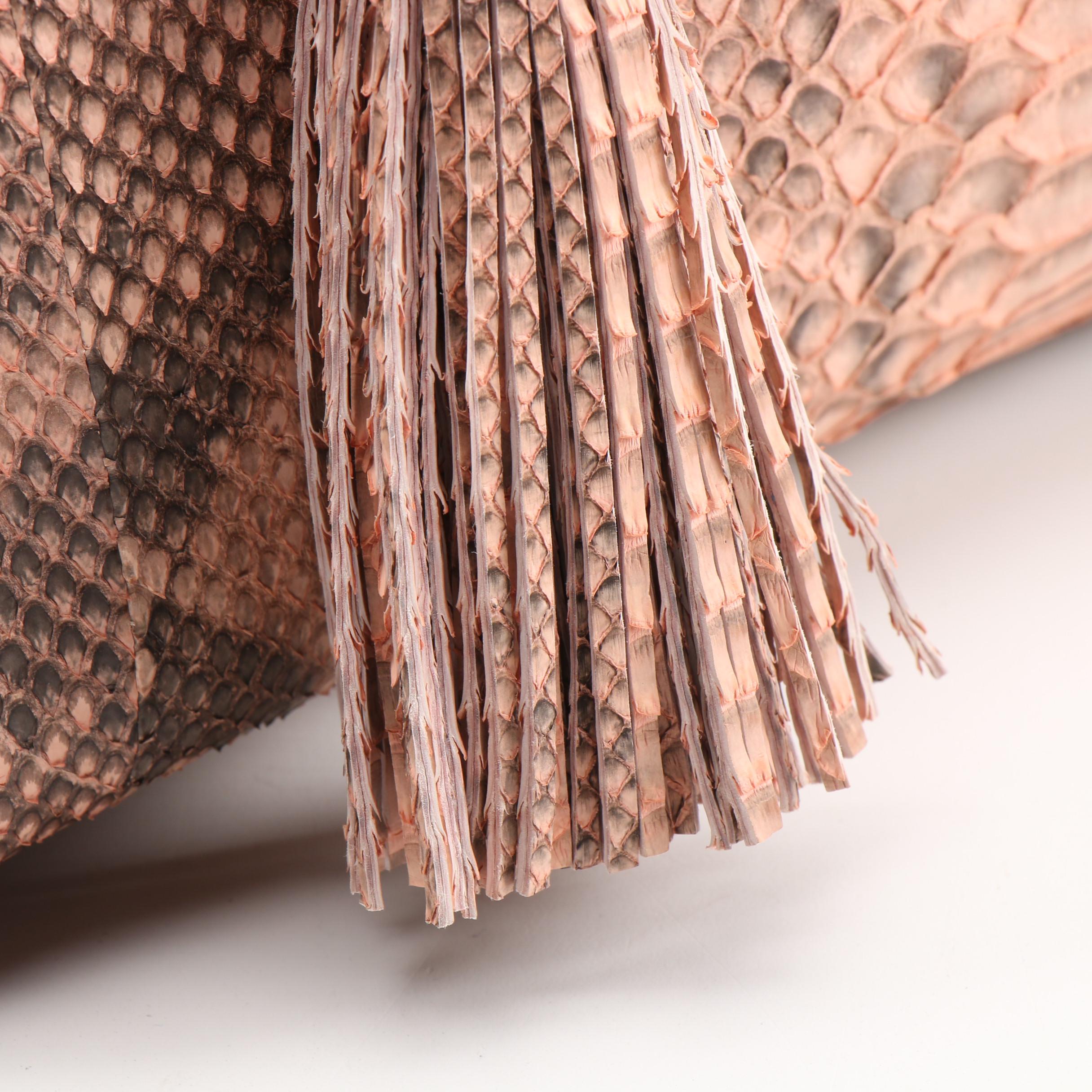 Eileen Kramer Pink Dyed Python Skin Shoulder Bag with Tassel