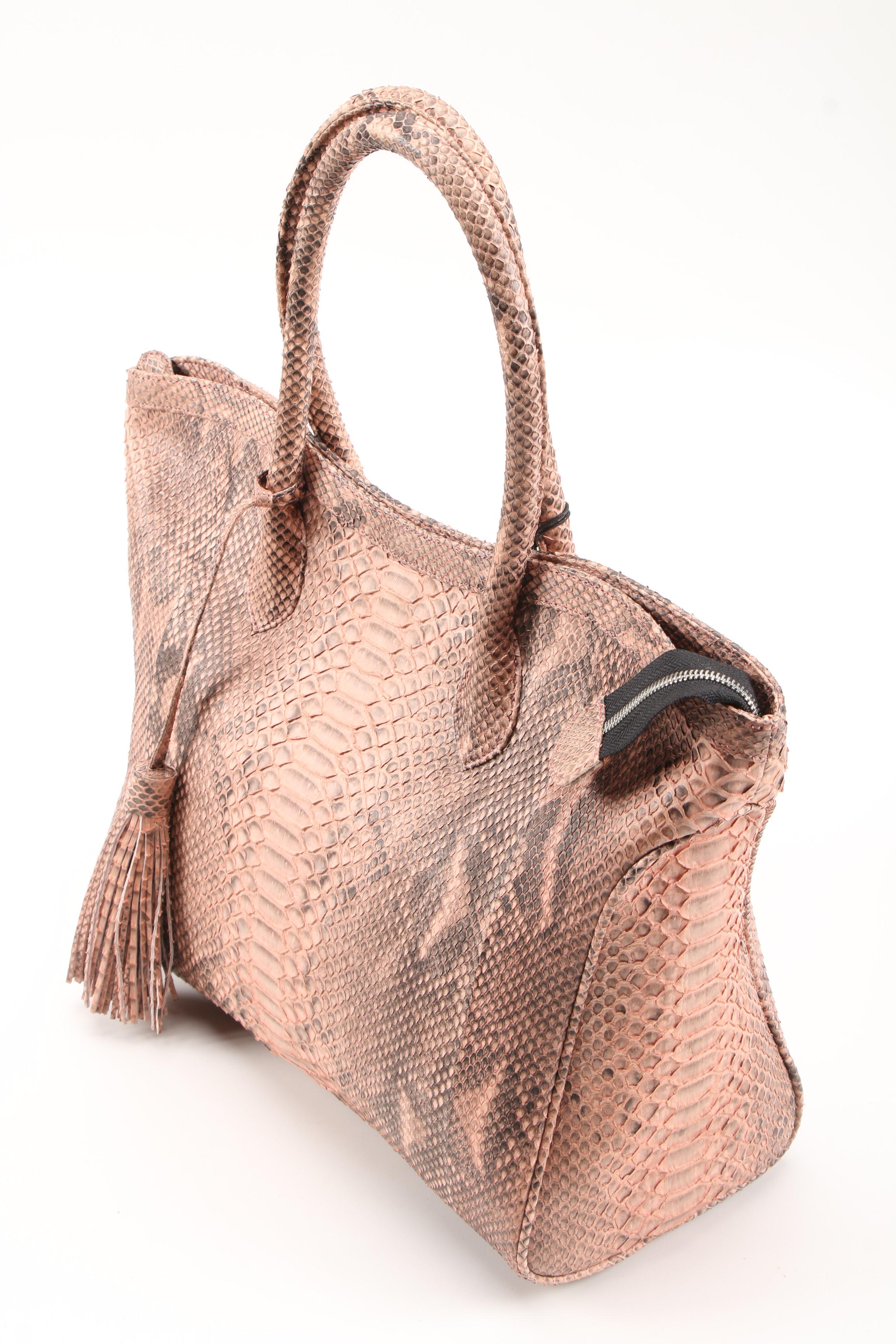 Eileen Kramer Pink Dyed Python Skin Shoulder Bag with Tassel