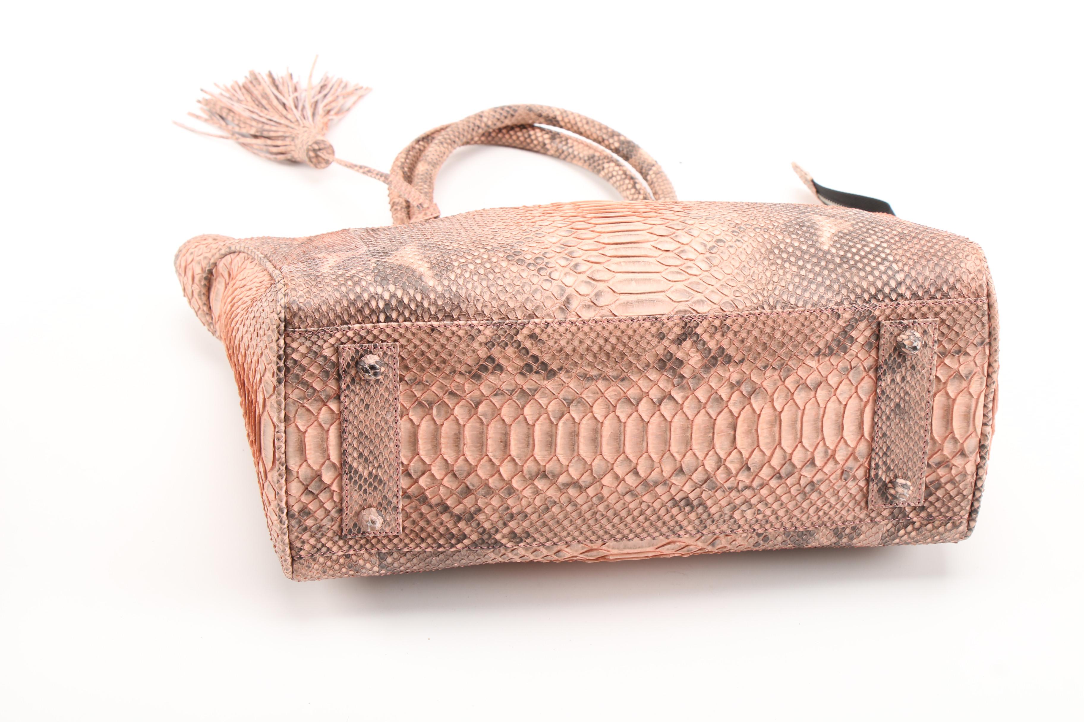 Eileen Kramer Pink Dyed Python Skin Shoulder Bag with Tassel