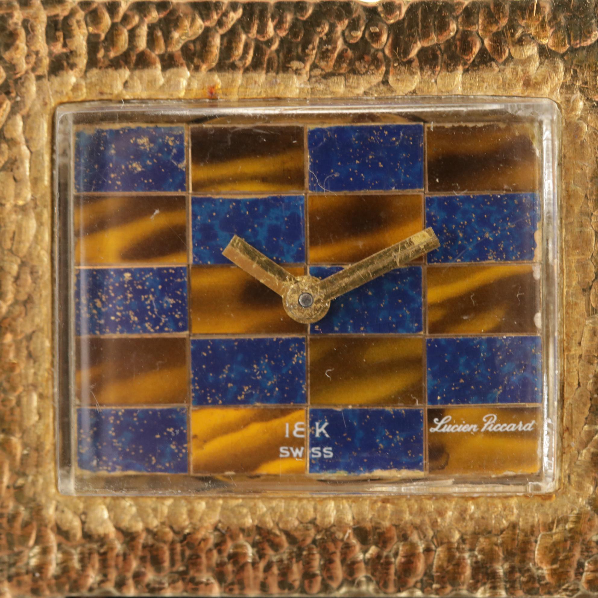 Lucien Piccard 14K Gold Stem Wind Watch With Enamel Dial, Vintage