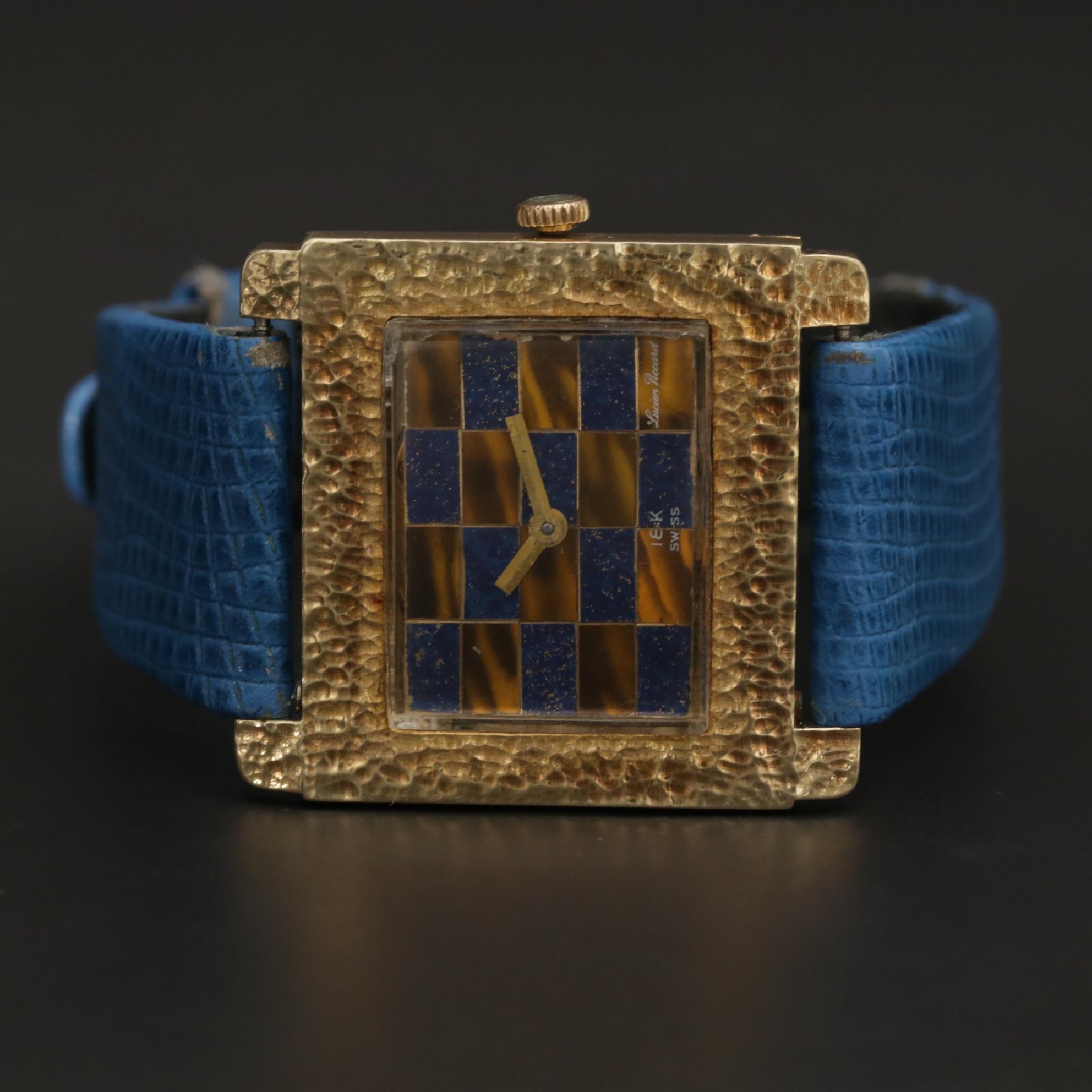 Lucien Piccard 14K Gold Stem Wind Watch With Enamel Dial, Vintage