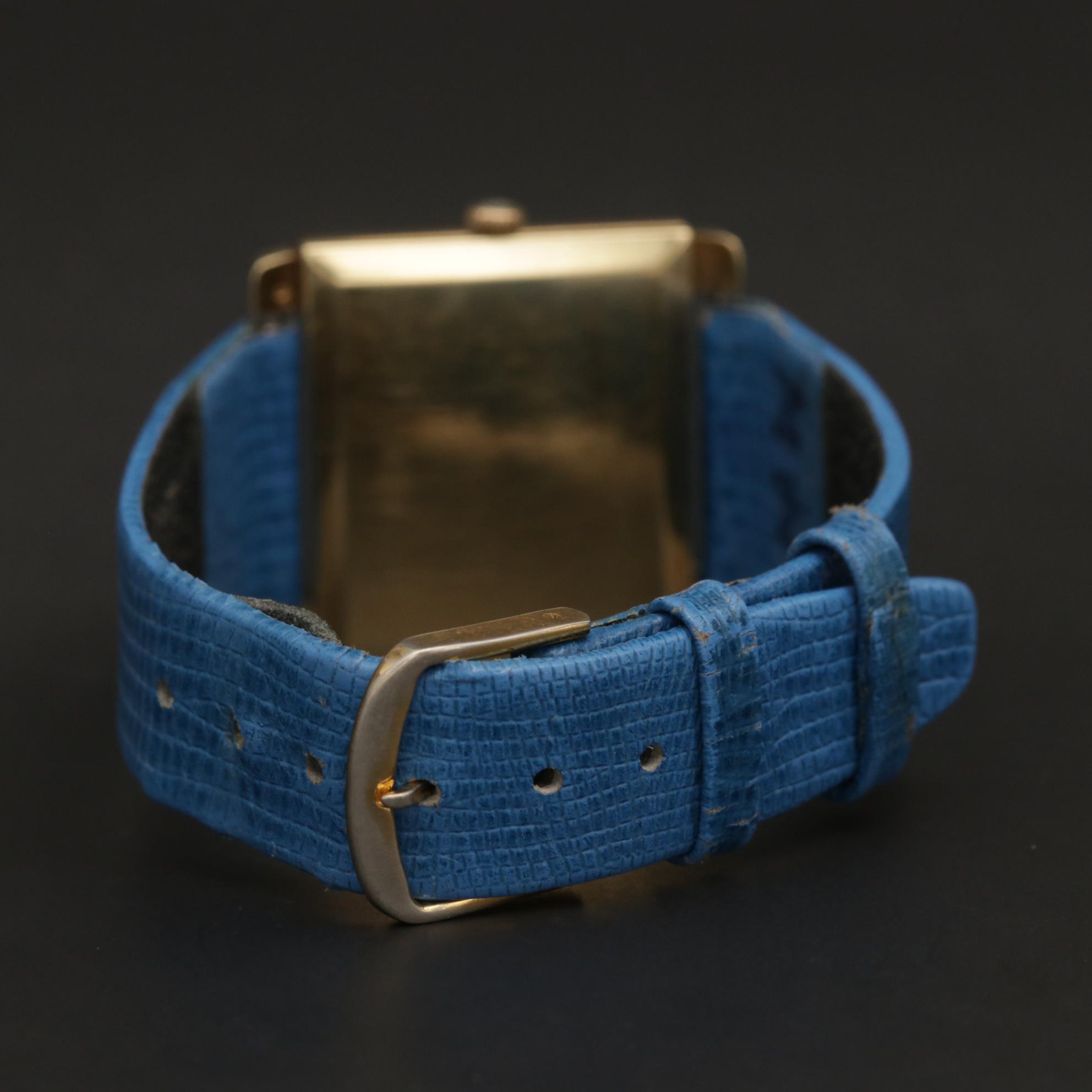 Lucien Piccard 14K Gold Stem Wind Watch With Enamel Dial, Vintage