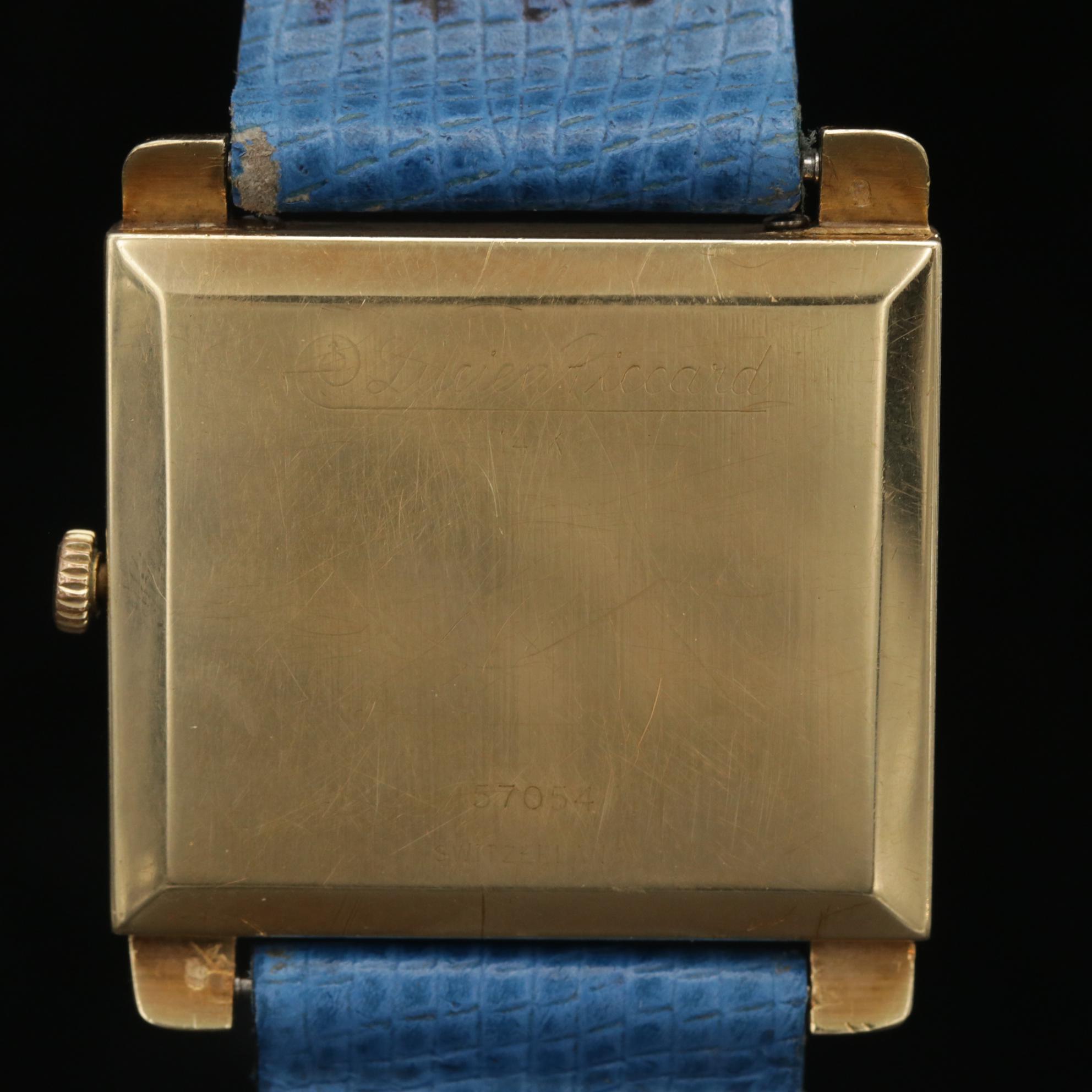 Lucien Piccard 14K Gold Stem Wind Watch With Enamel Dial, Vintage