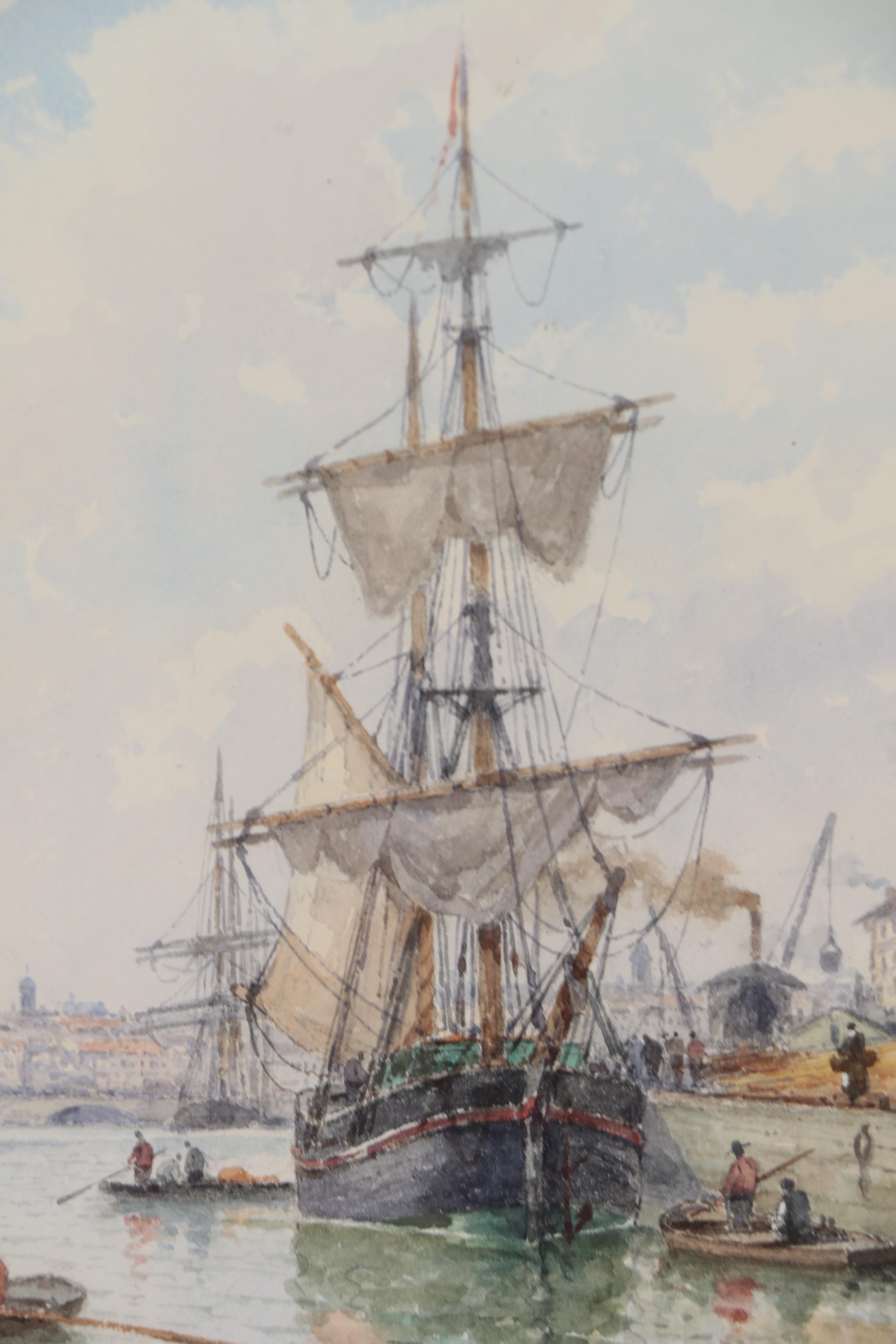 Louis Étienne Timmermans Maritime Watercolor Painting, Late 19th Century