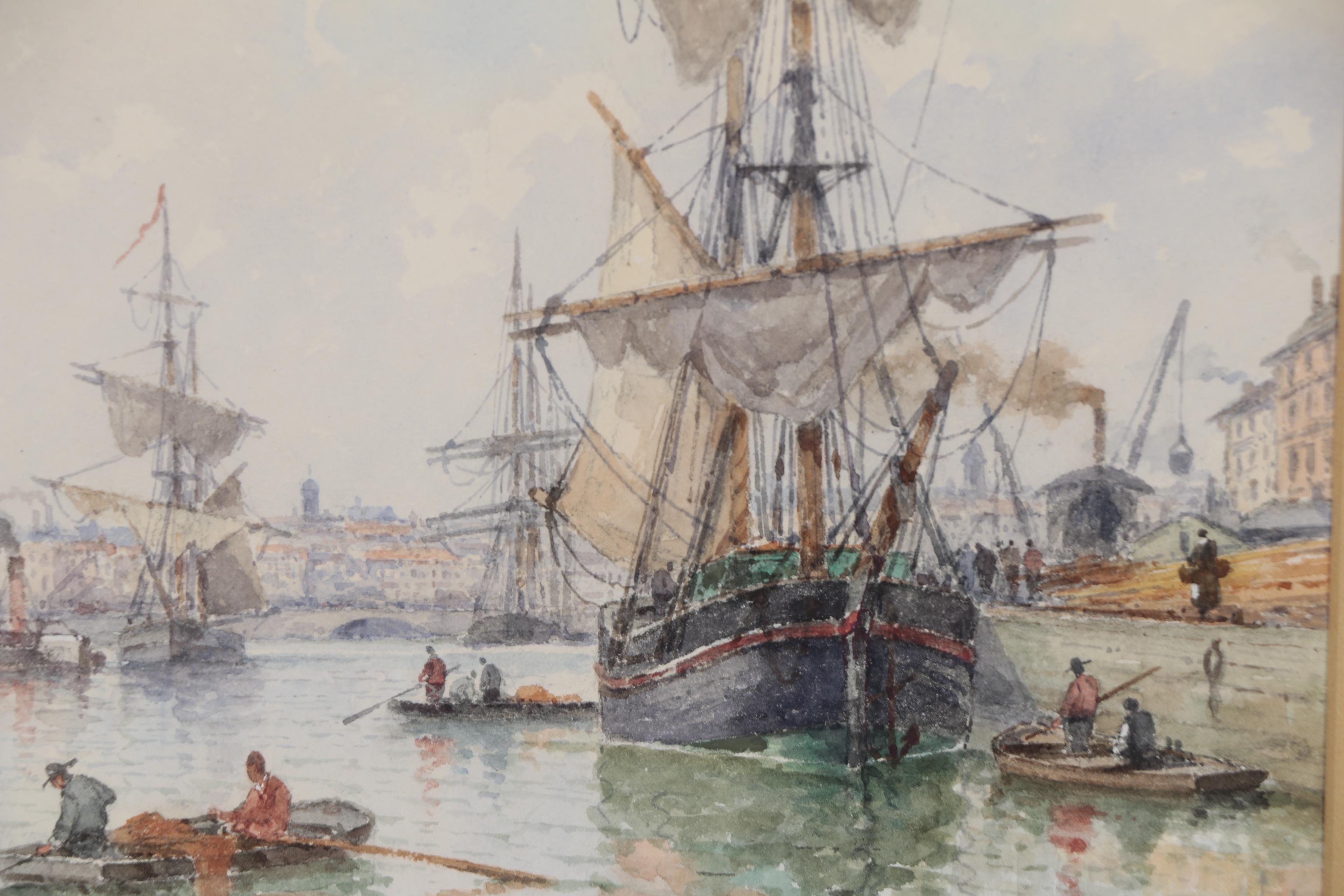 Louis Étienne Timmermans Maritime Watercolor Painting, Late 19th Century