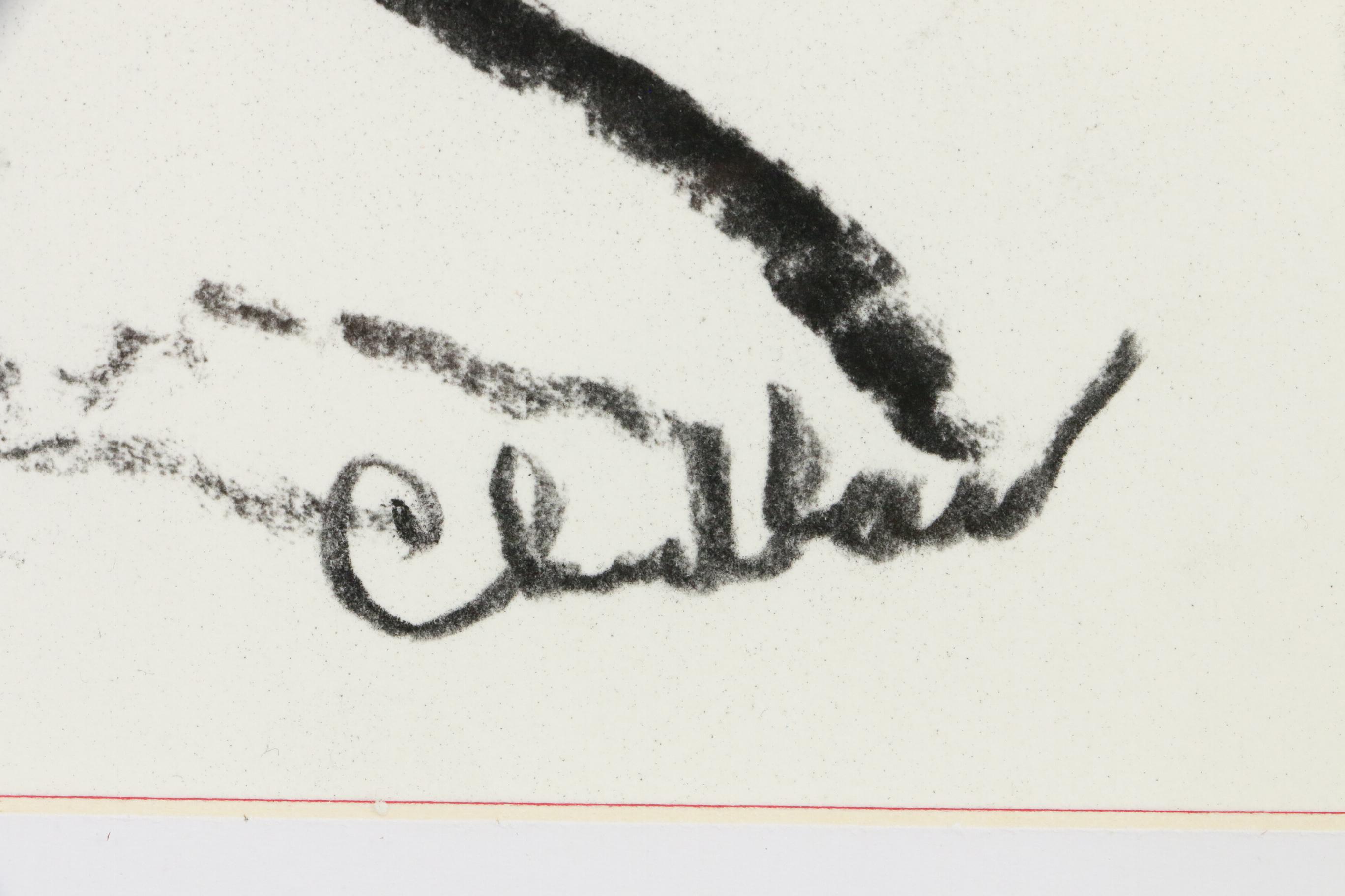 Paul Chidlaw Abstract Charcoal Drawing, Mid to Late 20th Century