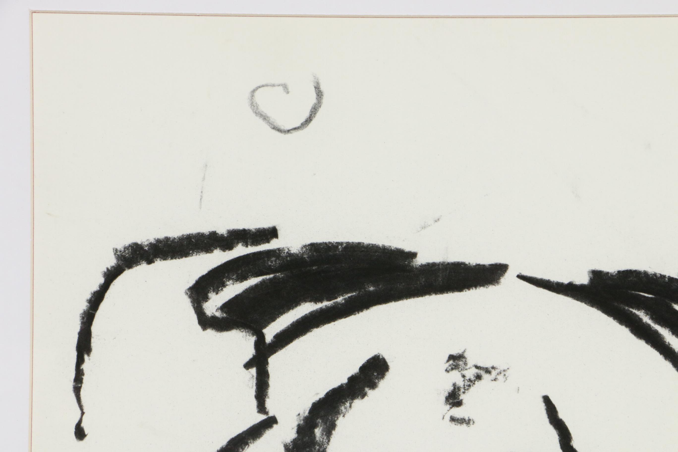 Paul Chidlaw Abstract Charcoal Drawing, Mid to Late 20th Century