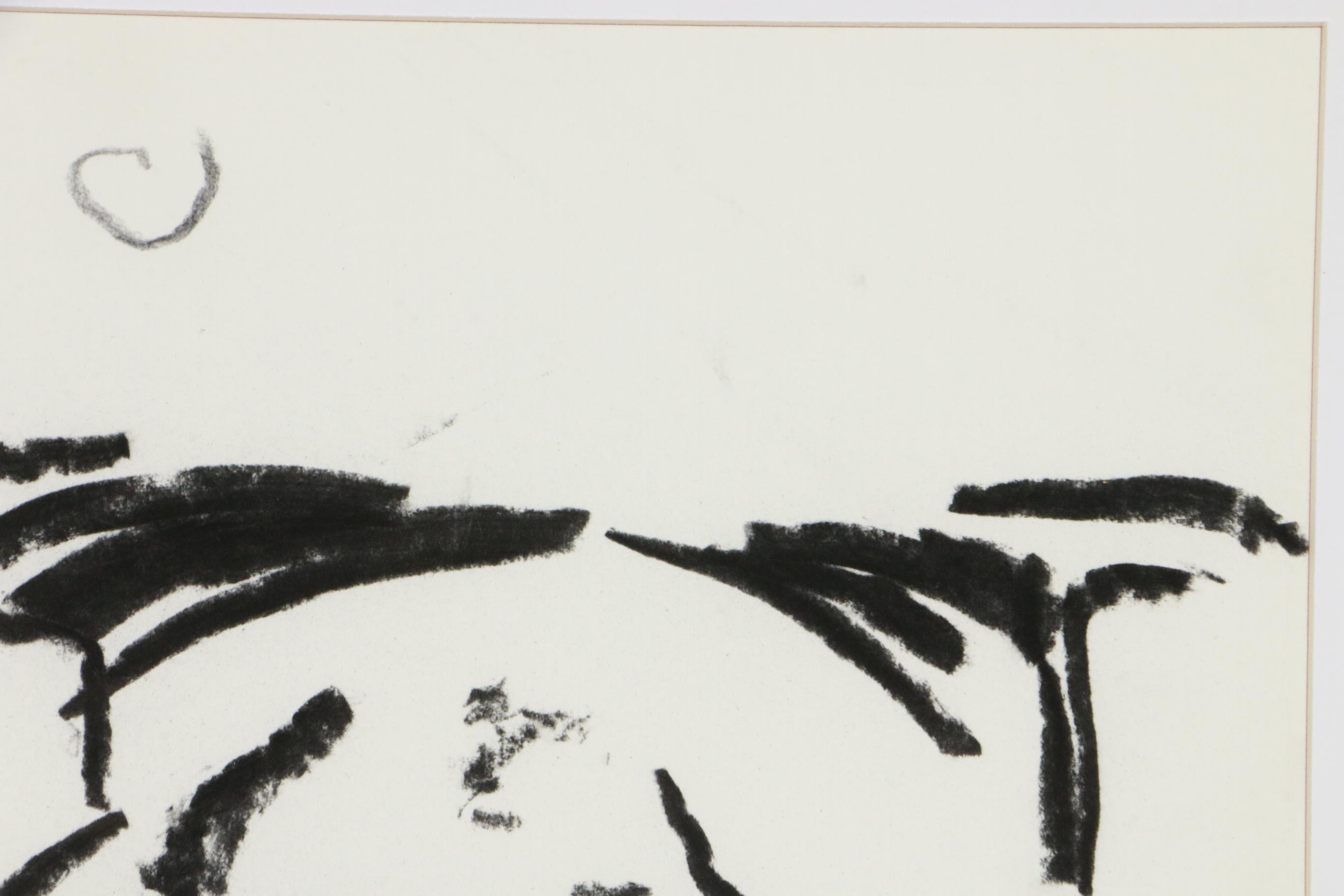 Paul Chidlaw Abstract Charcoal Drawing, Mid to Late 20th Century