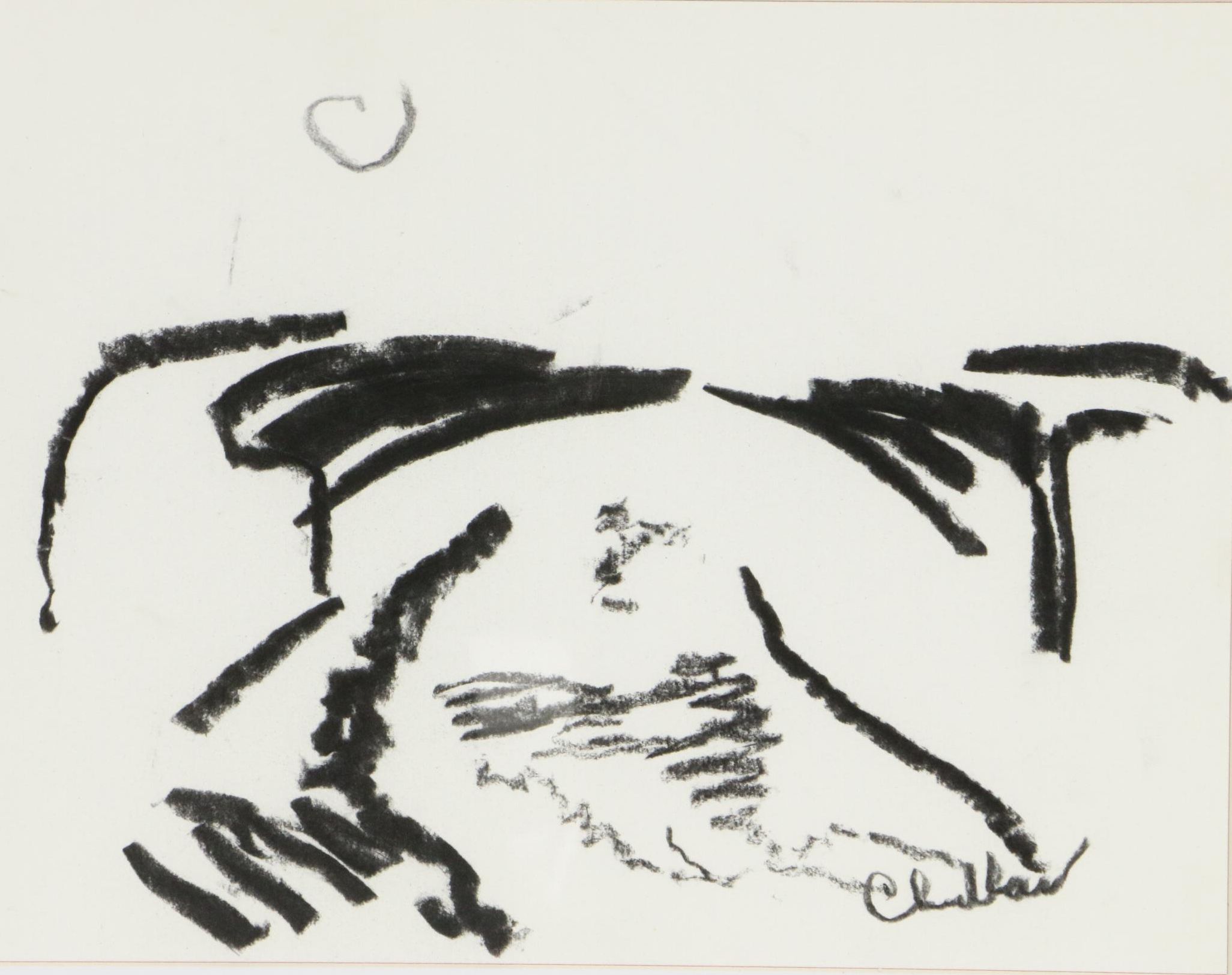 Paul Chidlaw Abstract Charcoal Drawing, Mid to Late 20th Century