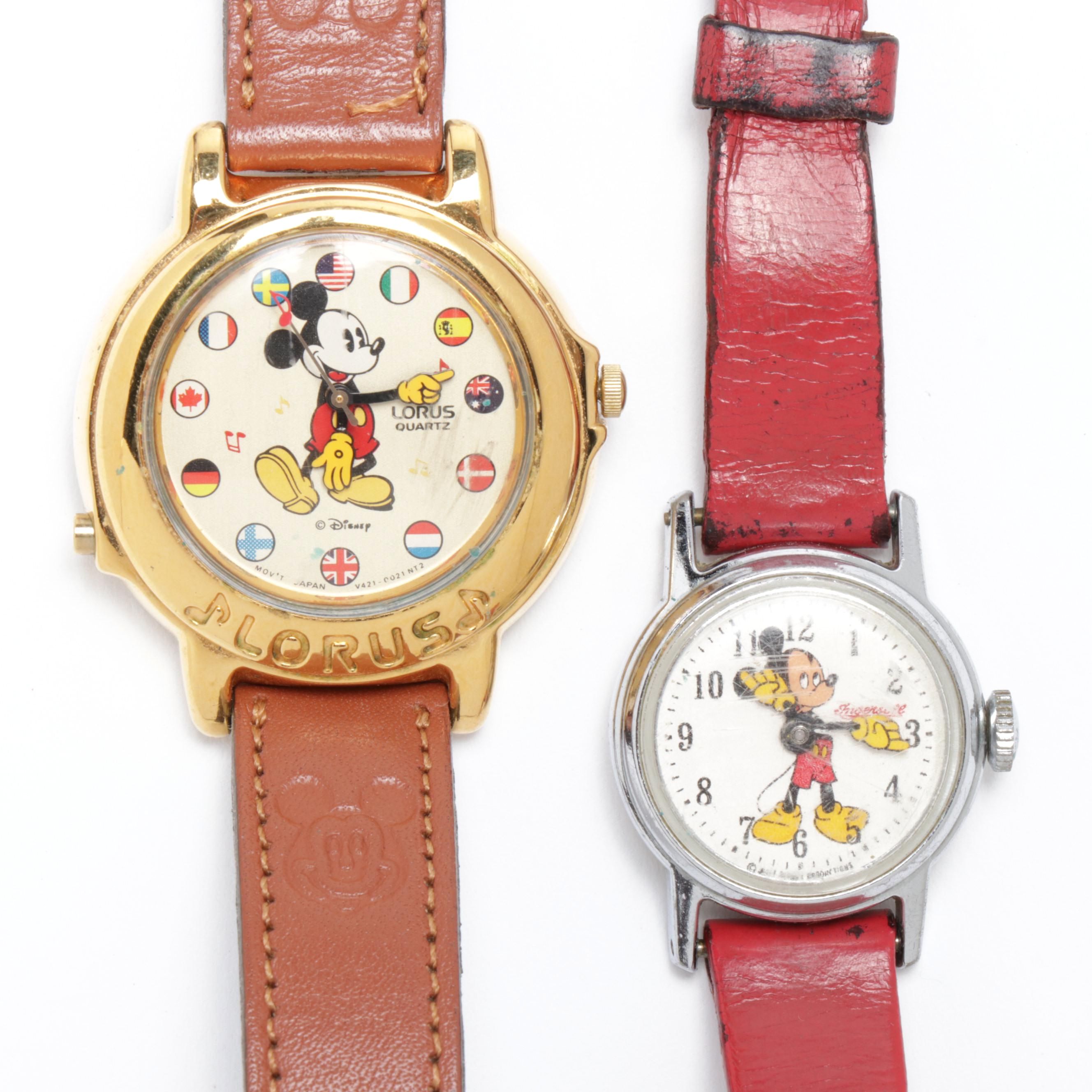 Mickey Mouse Watches with Leather Bands