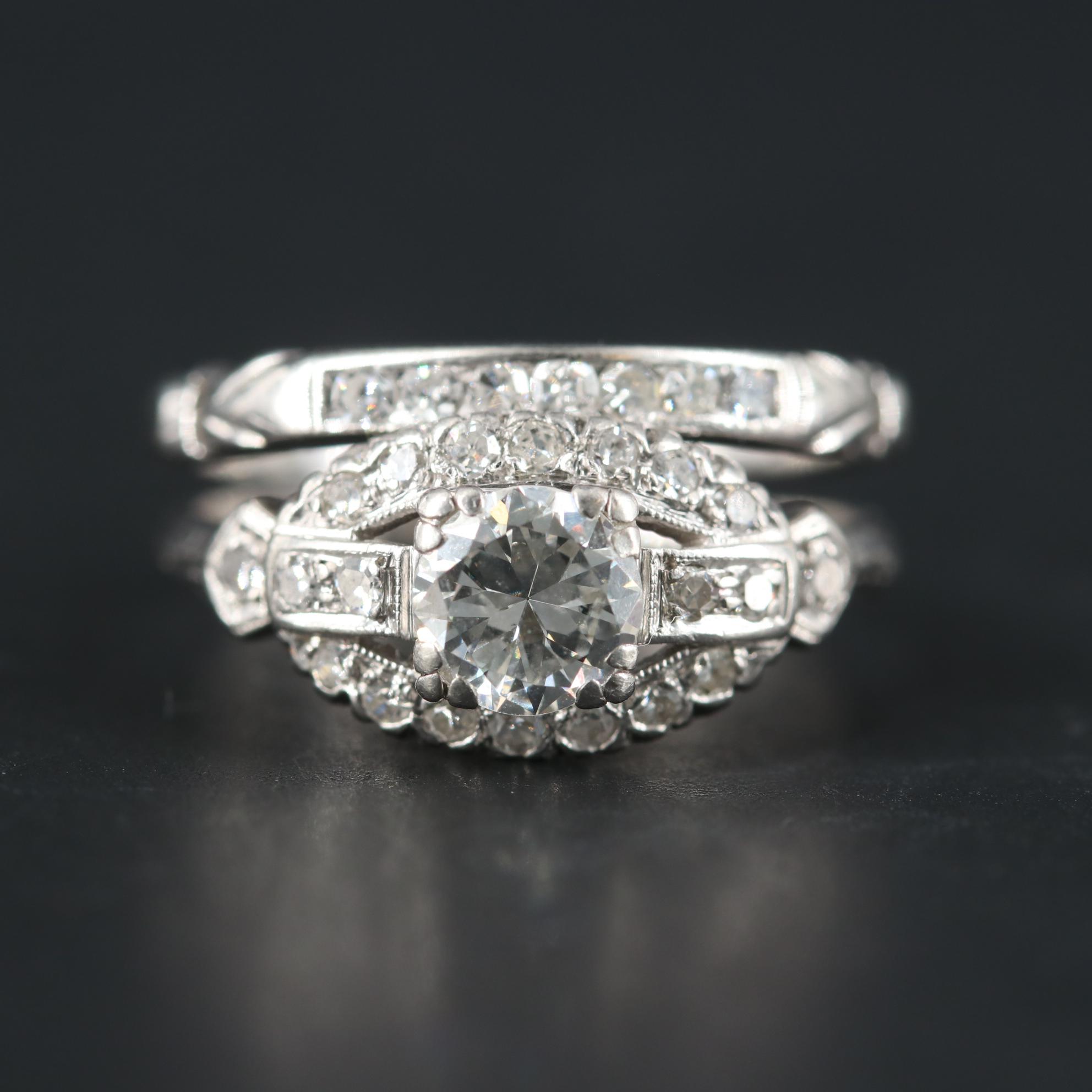 Circa 1930s Platinum and 18K Gold Diamond Band