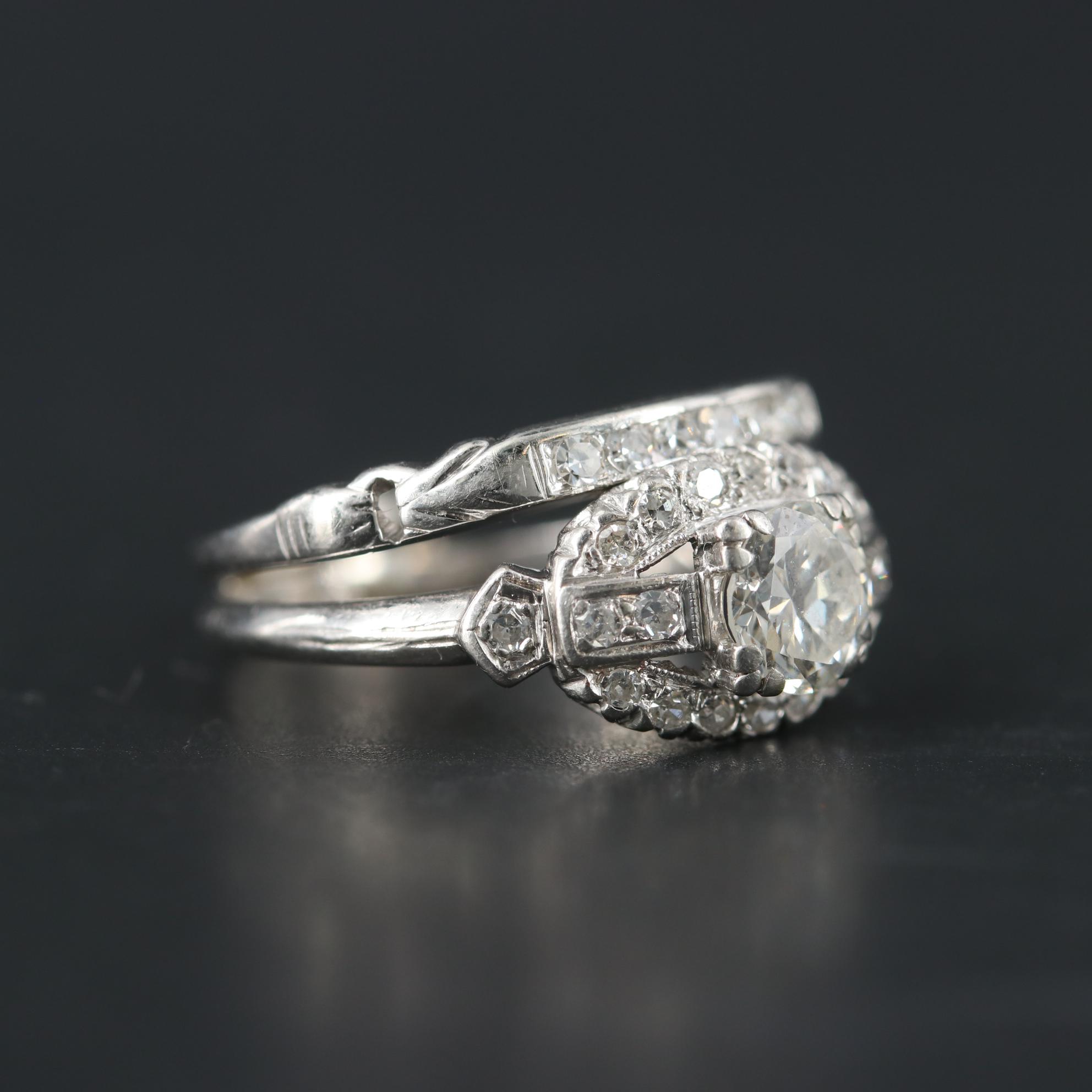 Circa 1930s Platinum and 18K Gold Diamond Band