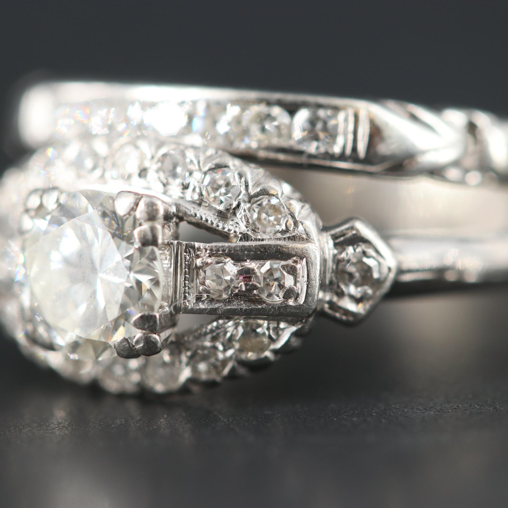 Circa 1930s Platinum and 18K Gold Diamond Band