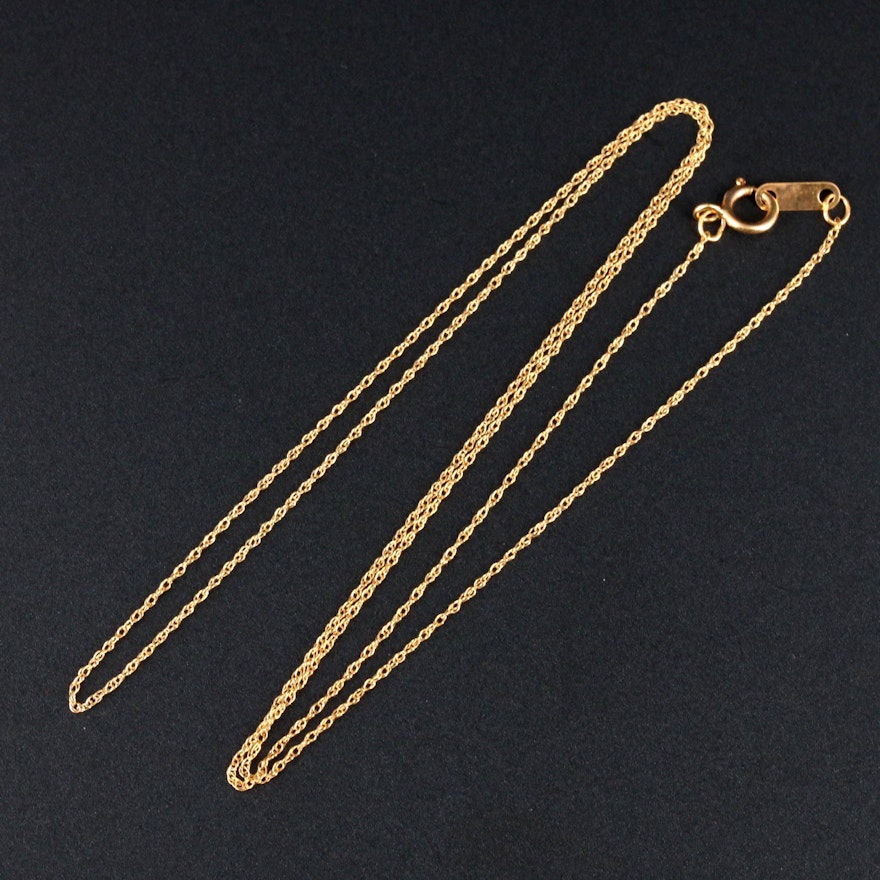 14K Yellow Gold Singapore Chain Necklace