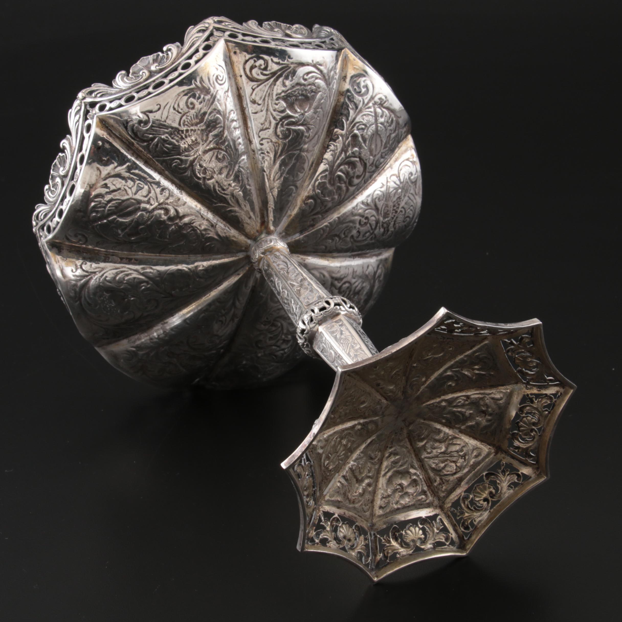 Ludwig Neresheimer Chased 800 Silver Compotes, Late 19th to Early 20th Century