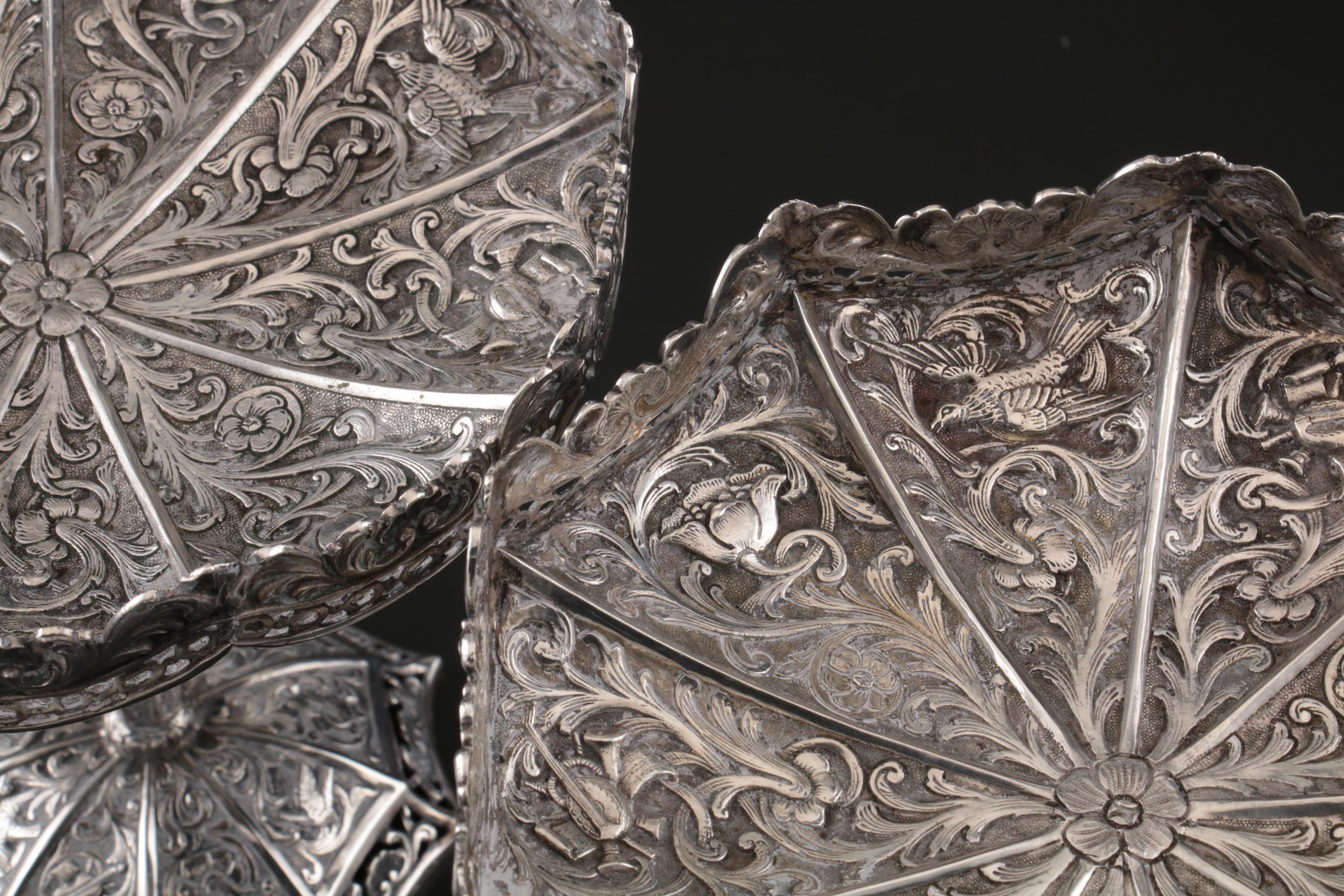 Ludwig Neresheimer Chased 800 Silver Compotes, Late 19th to Early 20th Century