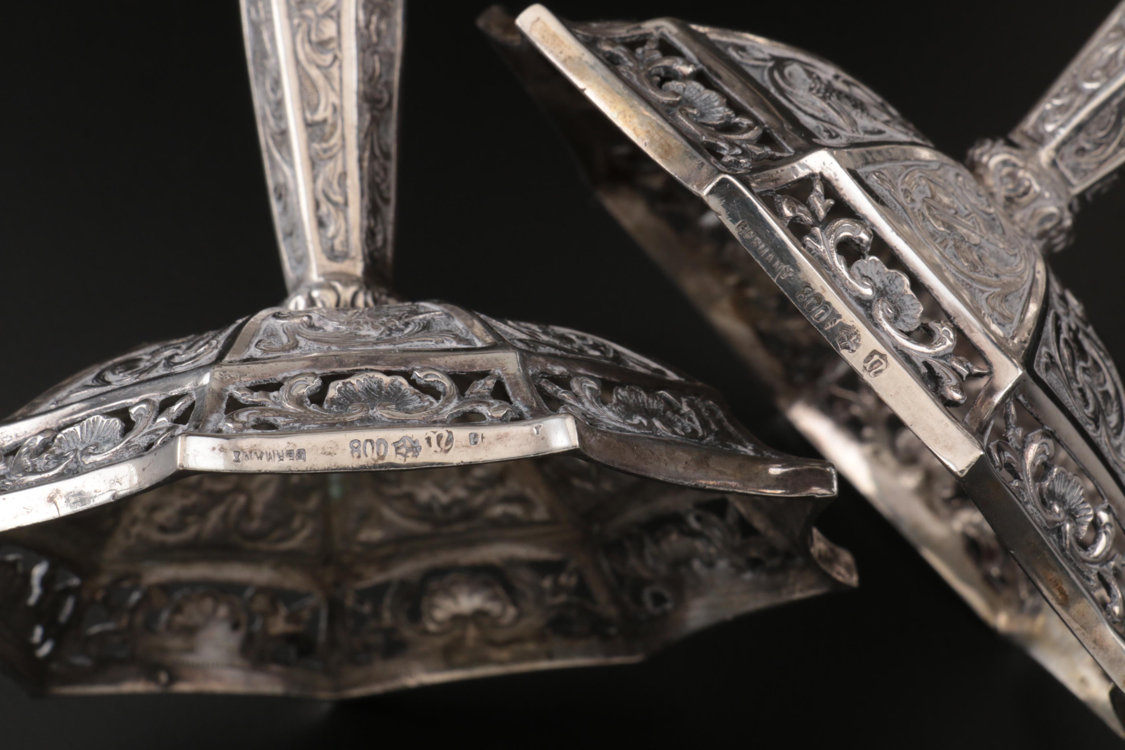 Ludwig Neresheimer Chased 800 Silver Compotes, Late 19th to Early 20th Century