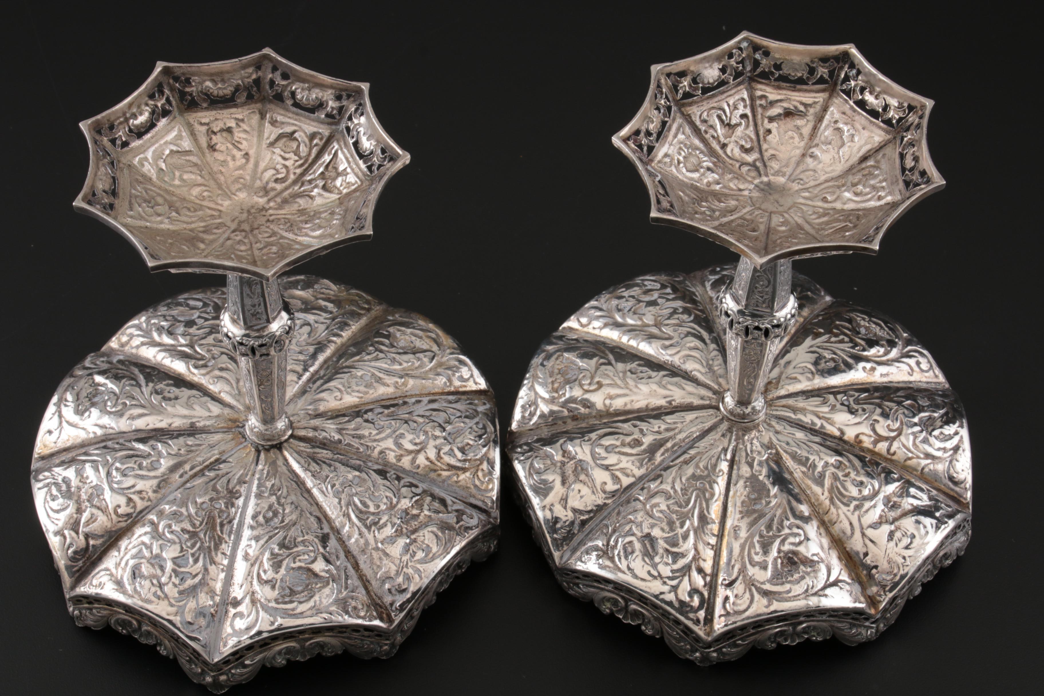 Ludwig Neresheimer Chased 800 Silver Compotes, Late 19th to Early 20th Century