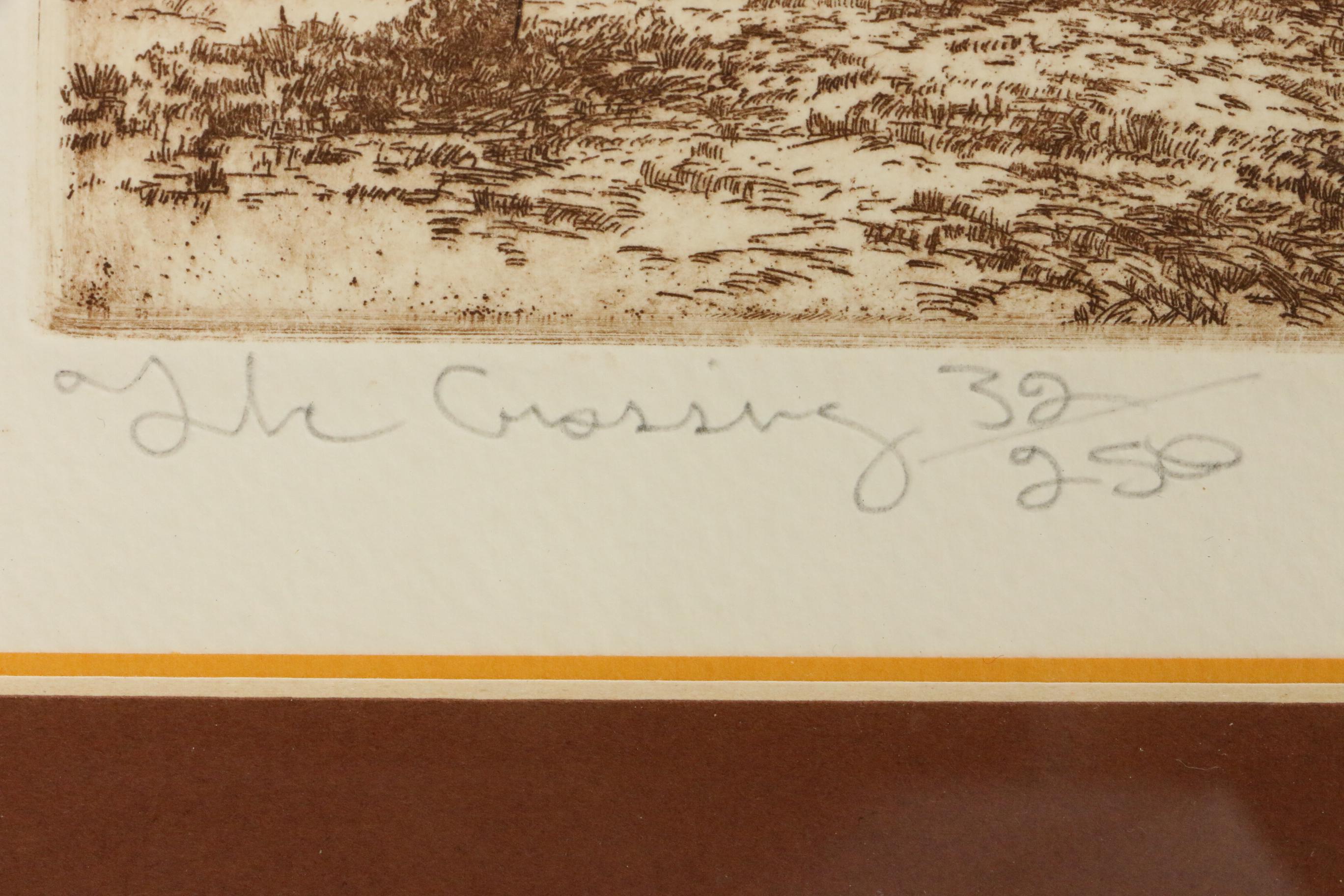 Michael Kohler Aquatint Etching "The Crossing"