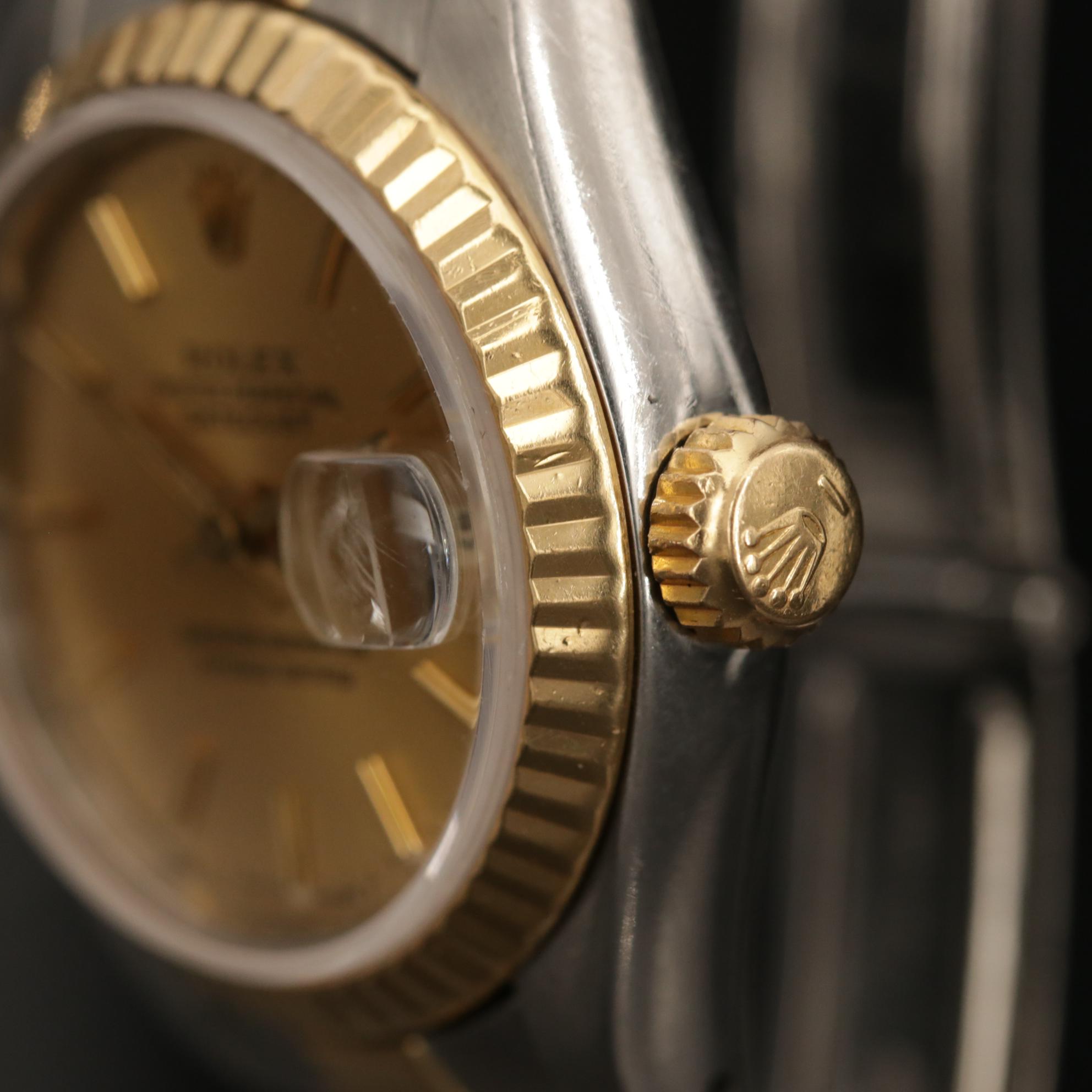 Vintage Rolex Datejust 18K Gold and Stainless Steel Automatic Watch, 1987