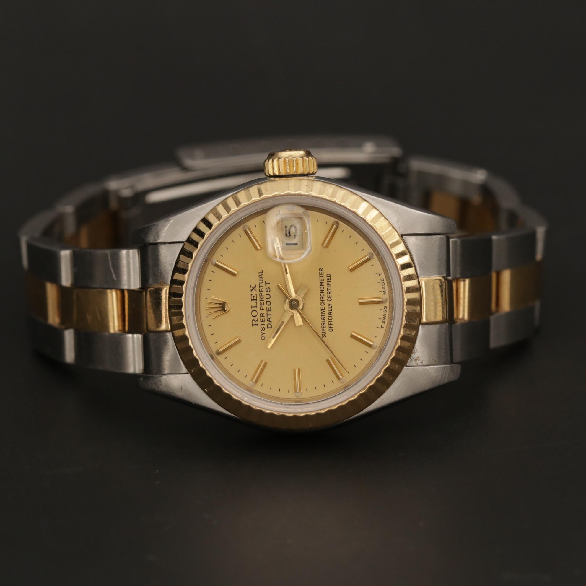 Vintage Rolex Datejust 18K Gold and Stainless Steel Automatic Watch, 1987
