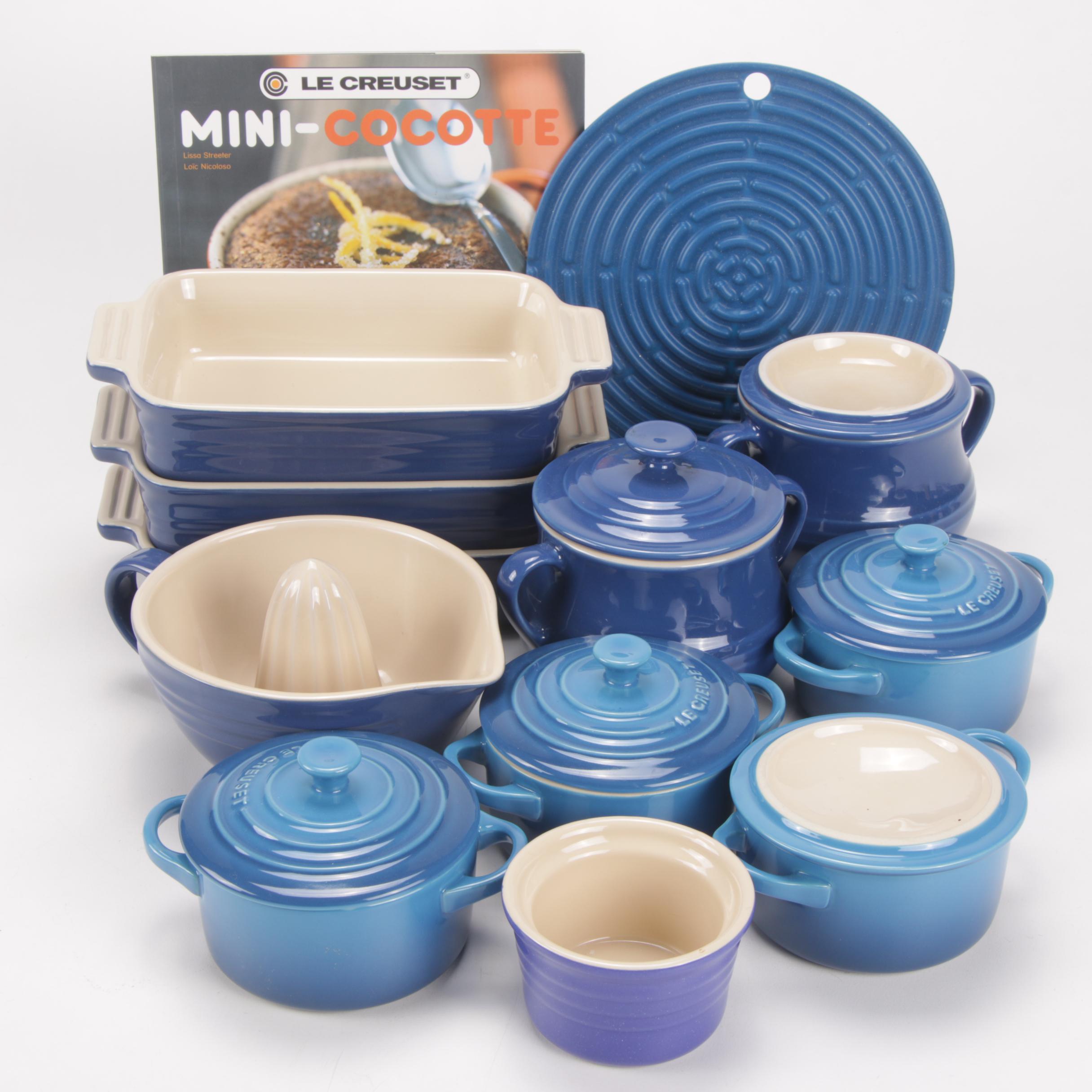 Le Creuset Cobalt Blue Stoneware Bakeware, Mid to Late 20th Century