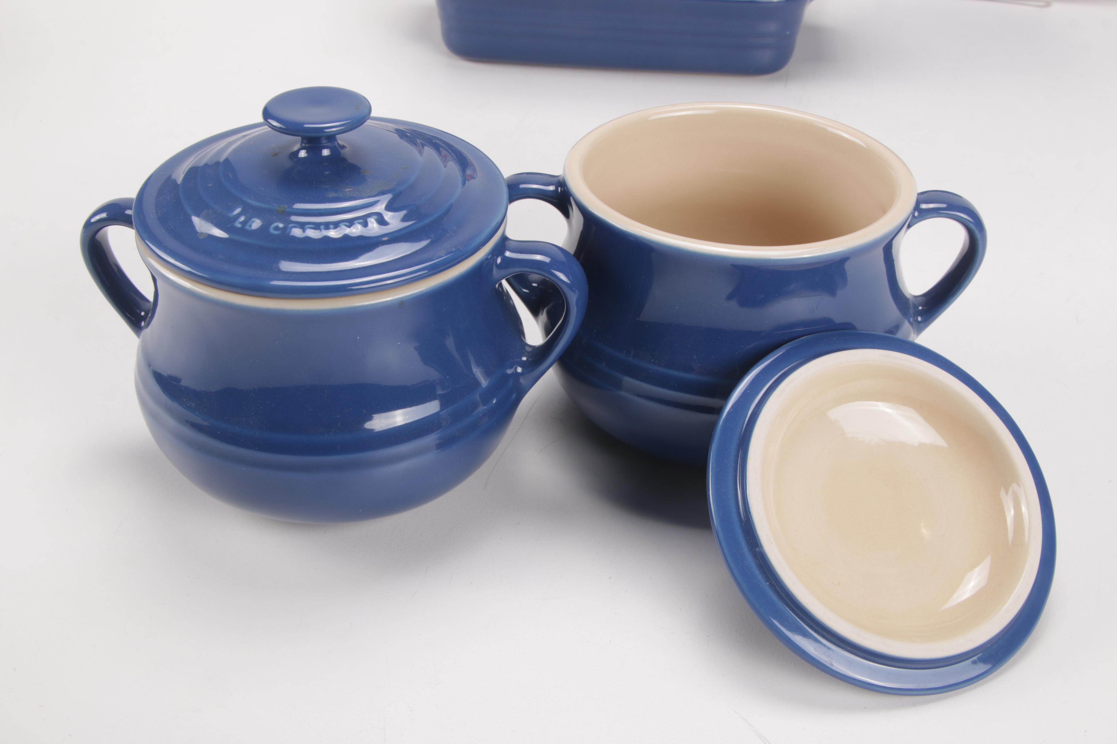 Le Creuset Cobalt Blue Stoneware Bakeware, Mid to Late 20th Century