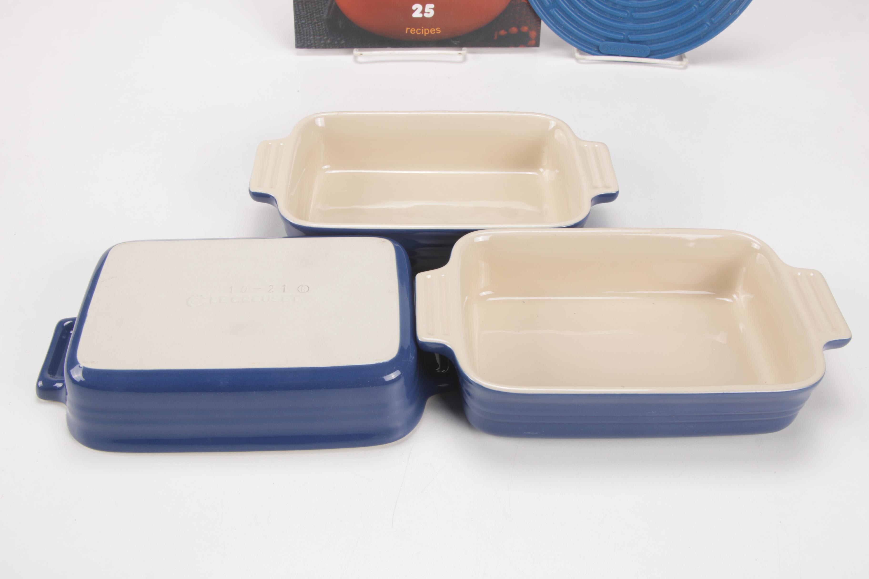 Le Creuset Cobalt Blue Stoneware Bakeware, Mid to Late 20th Century