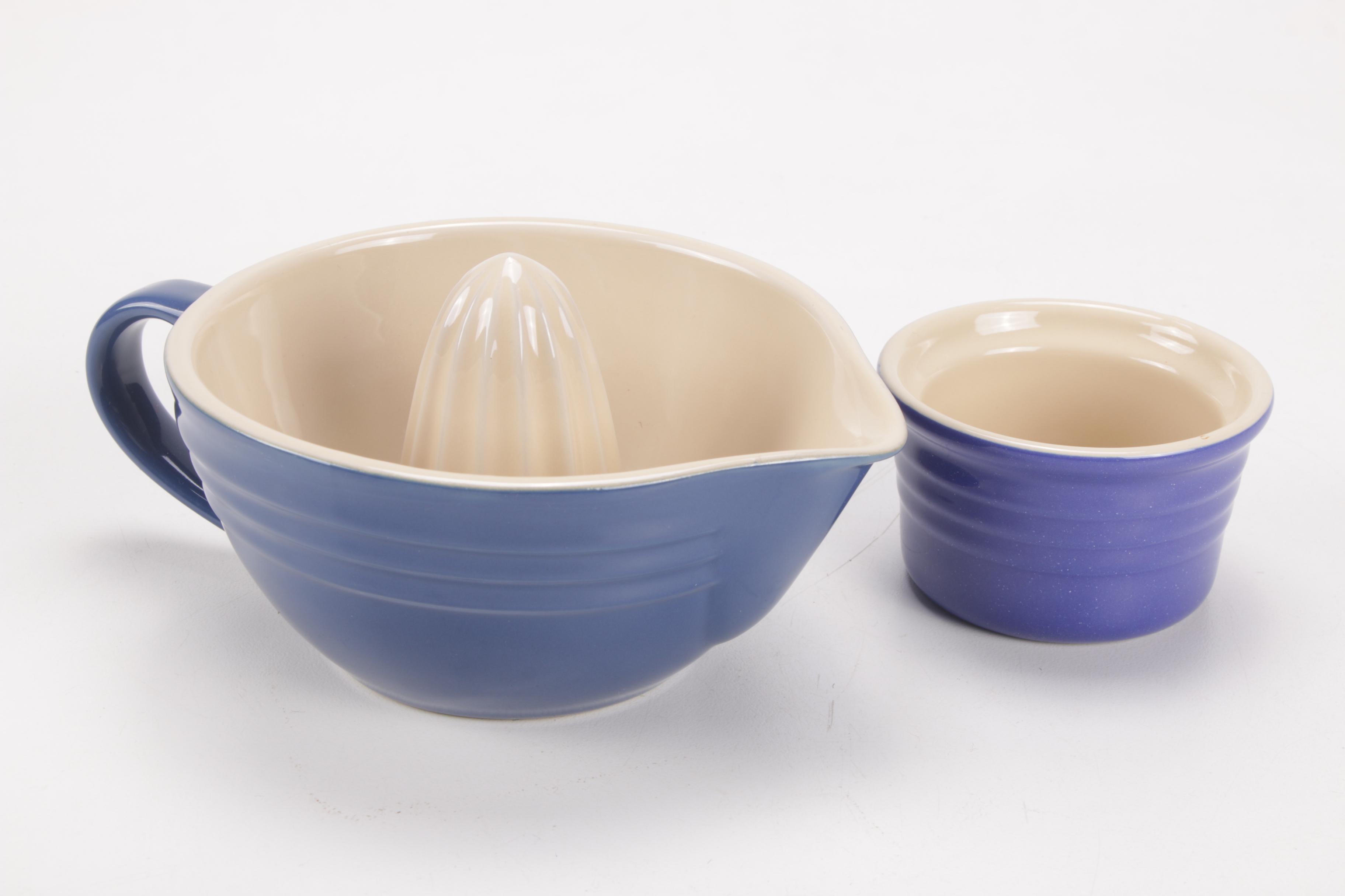 Le Creuset Cobalt Blue Stoneware Bakeware, Mid to Late 20th Century