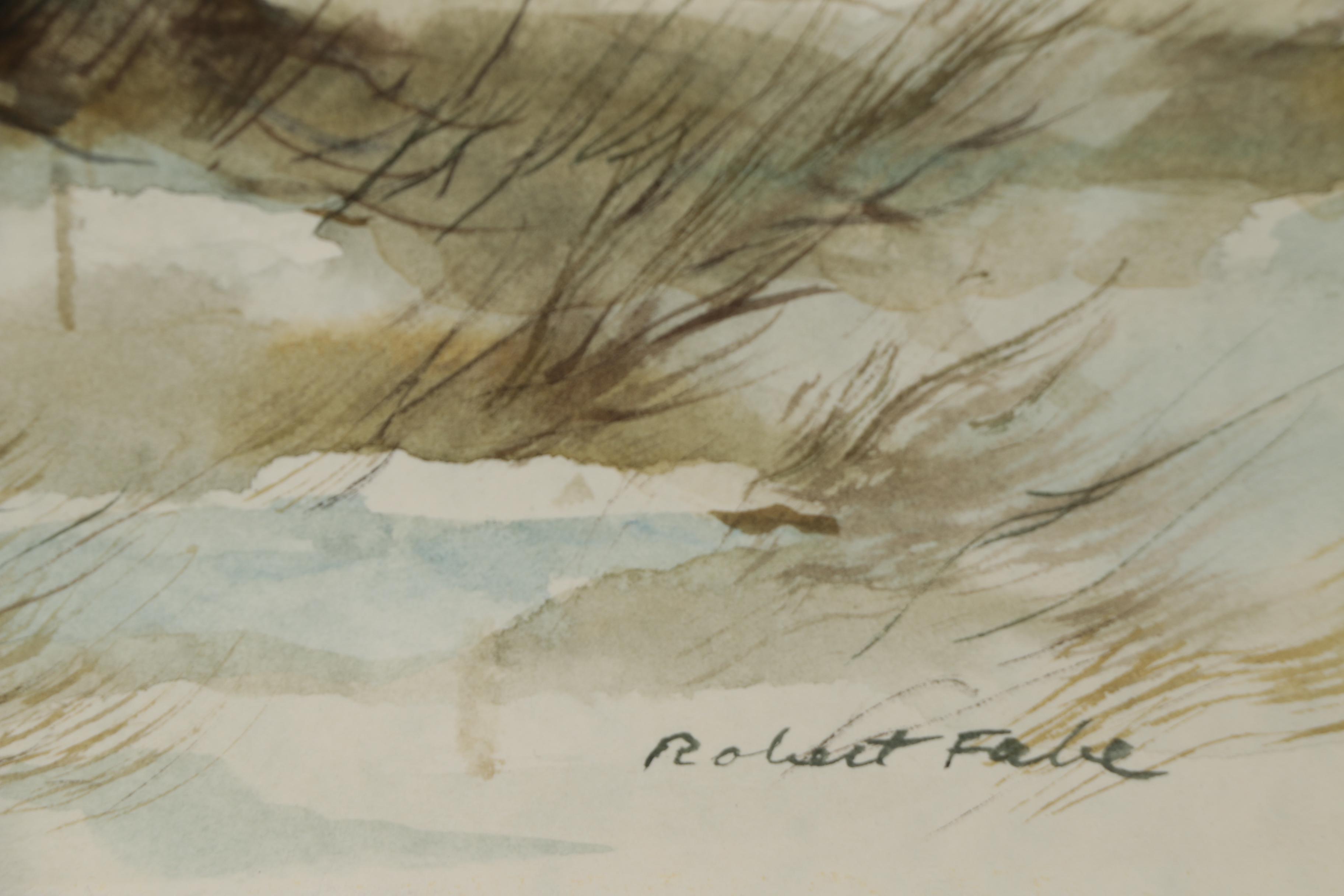 Robert Fabe Coastal Scene Watercolor Painting