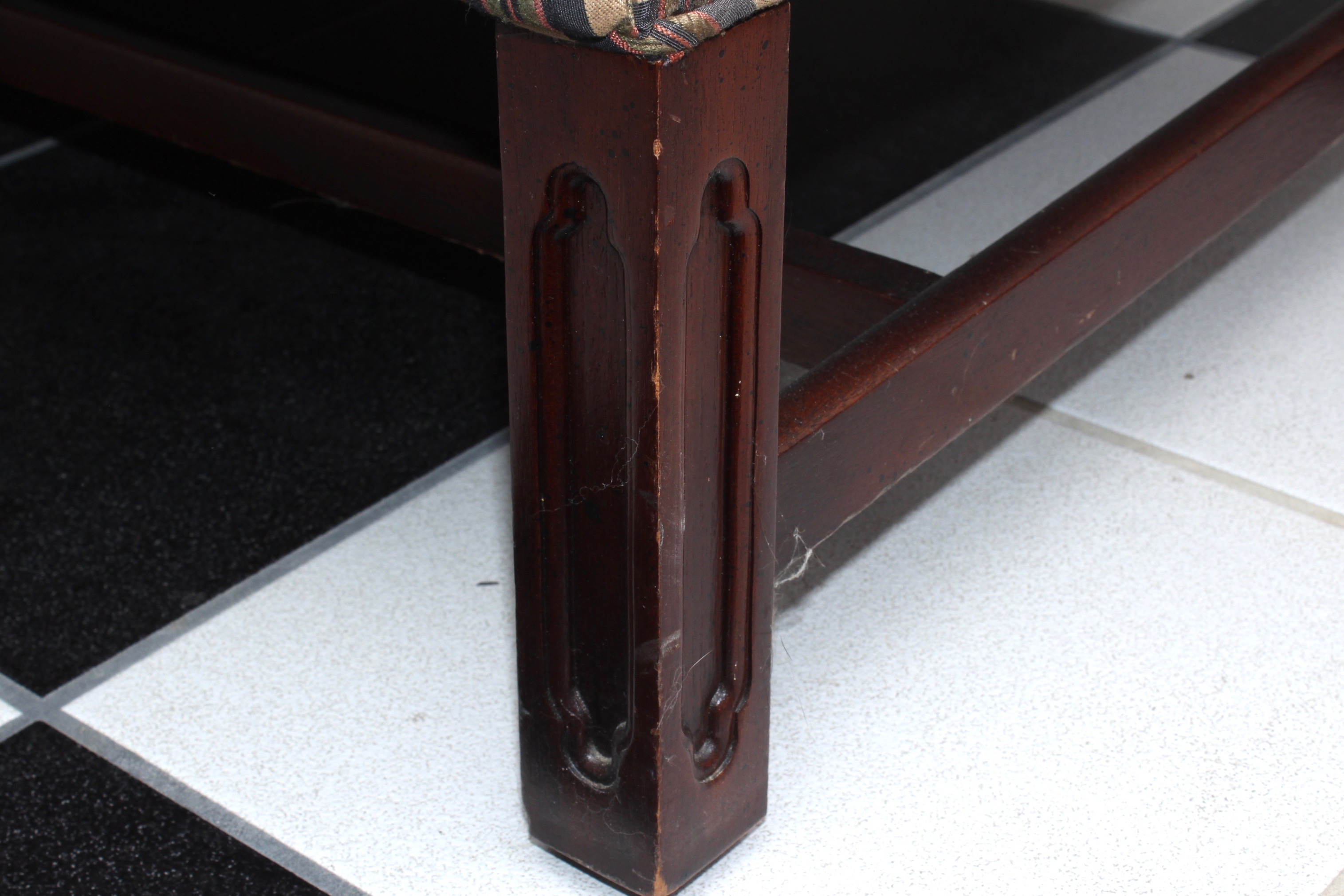 Upholstered Striped Queen Anne Loveseat