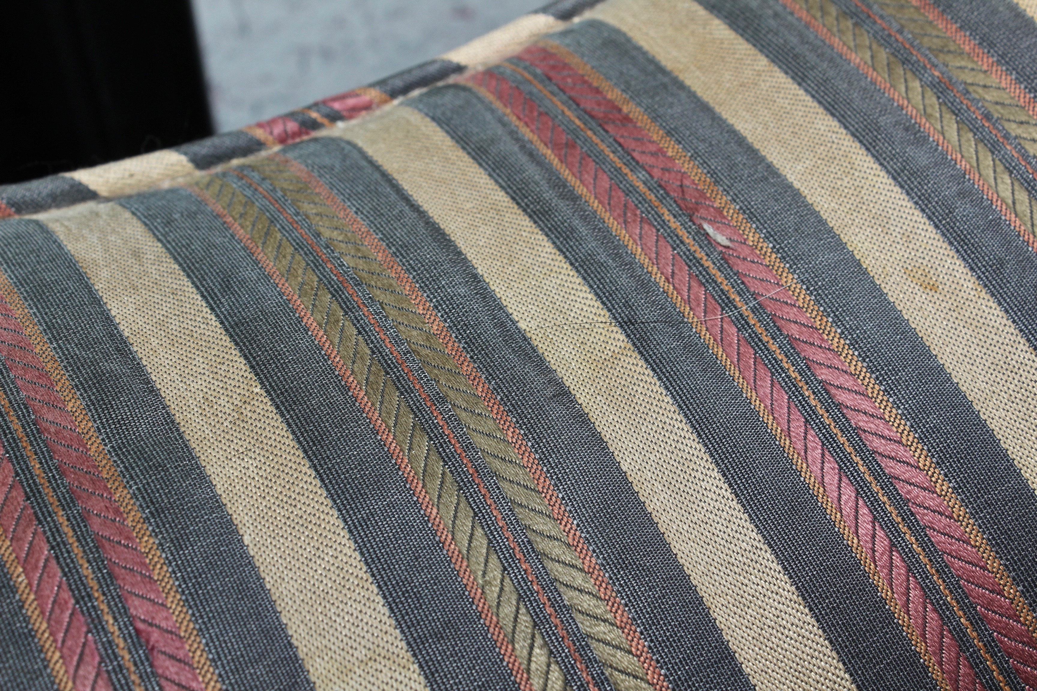 Upholstered Striped Queen Anne Loveseat