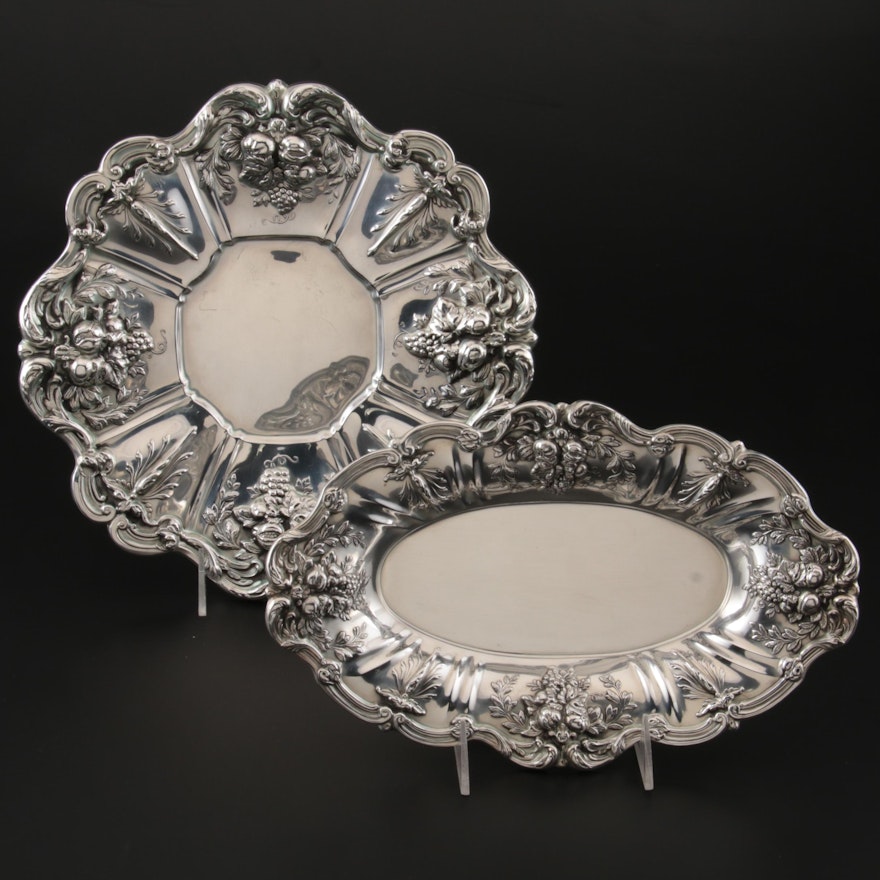 Reed & Barton "Francis I" Sterling Silver Sandwich Plate and Bread Tray, 1949